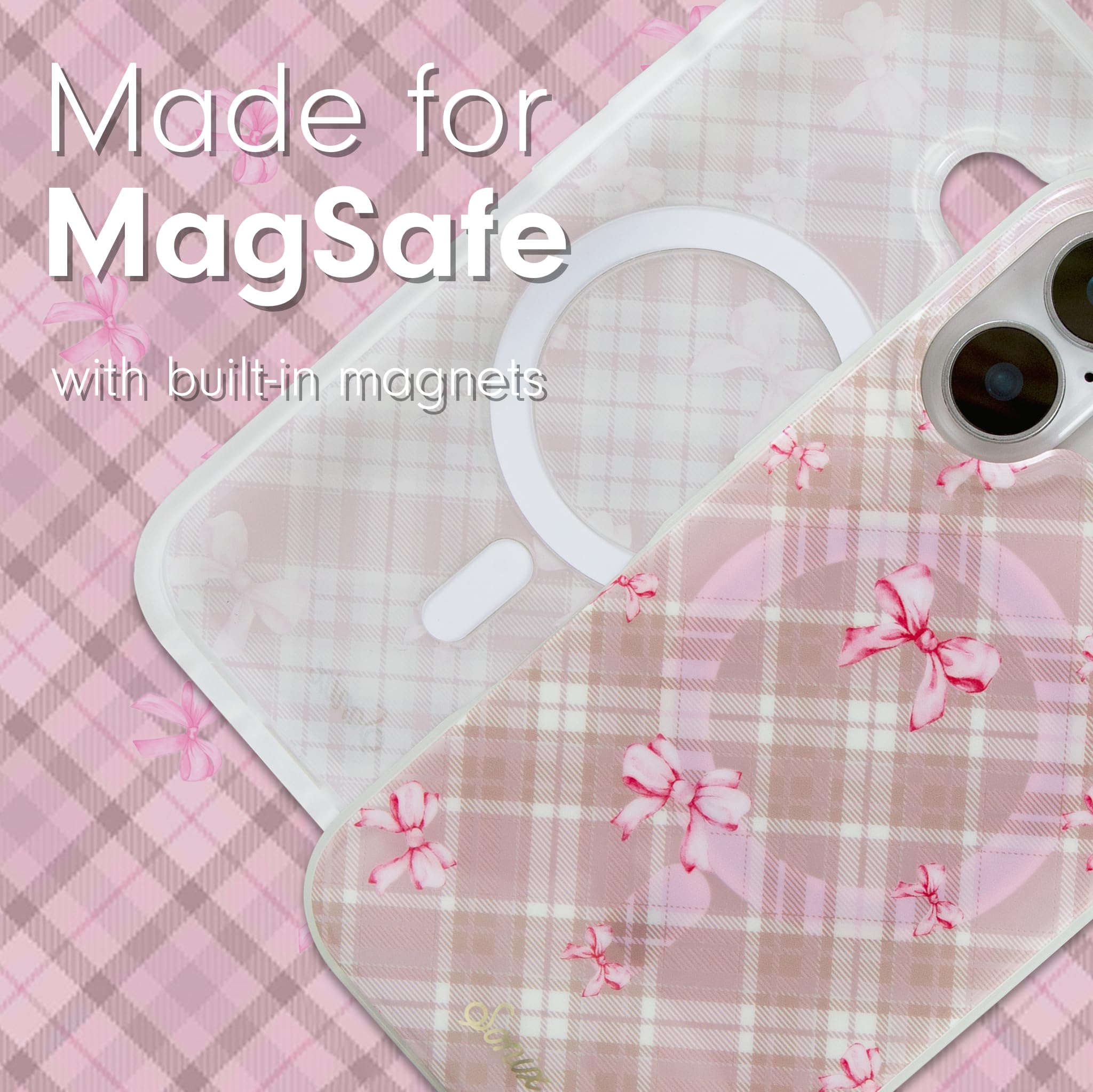 Sonix Case For Iphone 16 Plus | Compatible With Magsafe | 10Ft Drop Tested | Bows | Clueless Pink