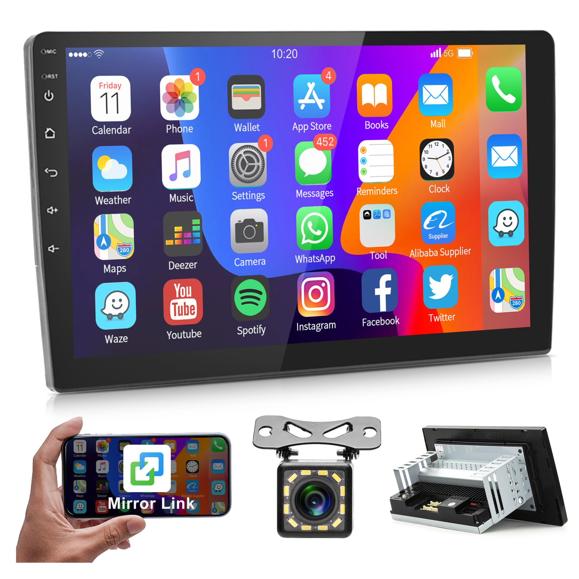 Single Din Android Car Stereo Touchscreen Double Din With Gps Navigation, Rimoody 10.1 Inch Car Radio With Bluetooth Wifi Fm Mir