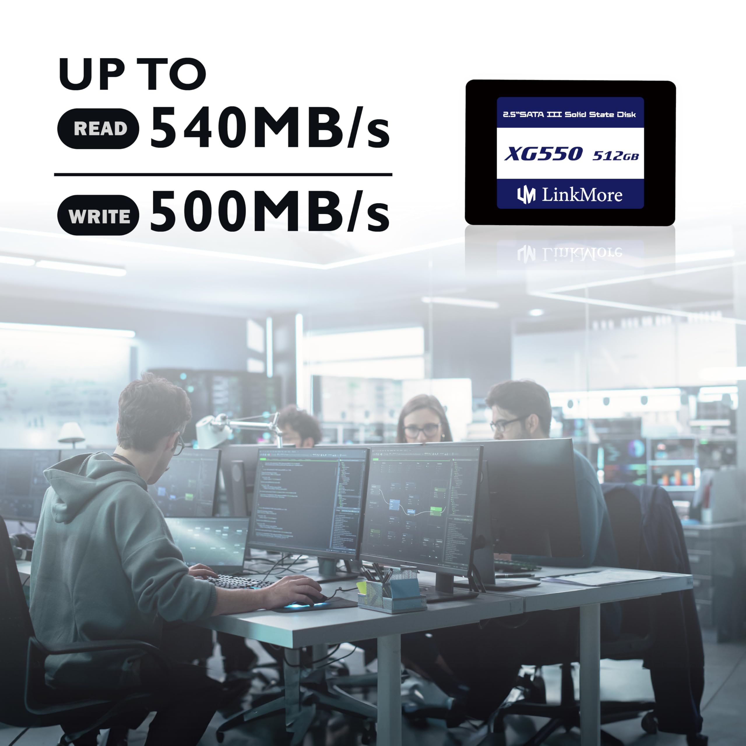 Linkmore Xg550 512Gb 2.5'' Sata Iii (6Gb/S) Internal Ssd, Solid State Drive, Read Speed Up To 540Mb/S, 2.5 Inch For Laptop And P