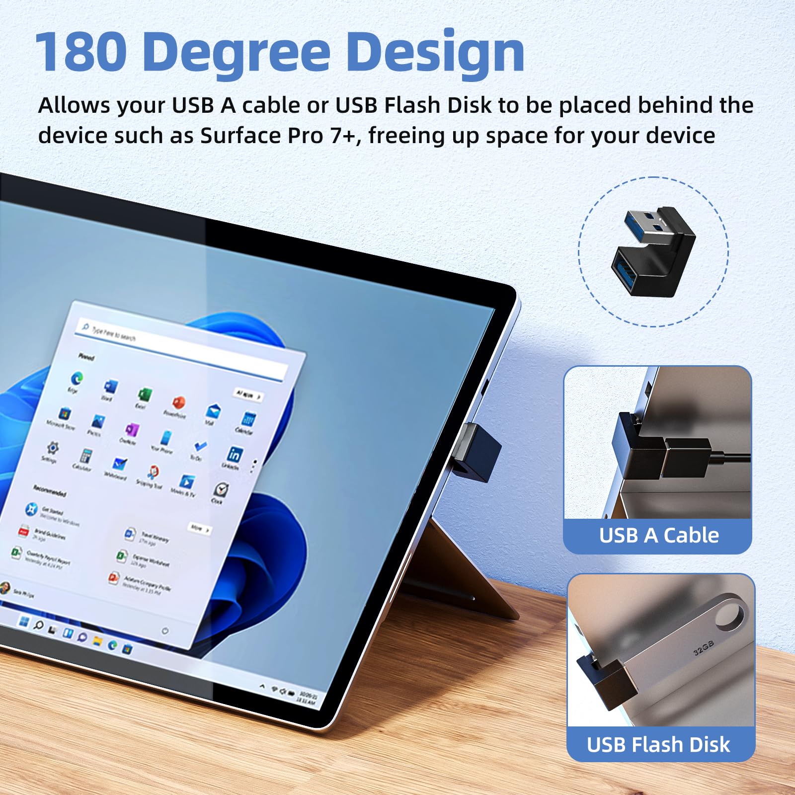 Duhesin 6 Pack 180 Degree & 90 Degree Usb 3.1 Adapter, Left And Right Angle Usb A Male To Female Extender Connector For Pc, Laptop, Usb A Car Charger, Surface Pro 7+, Raspberry Pi And More