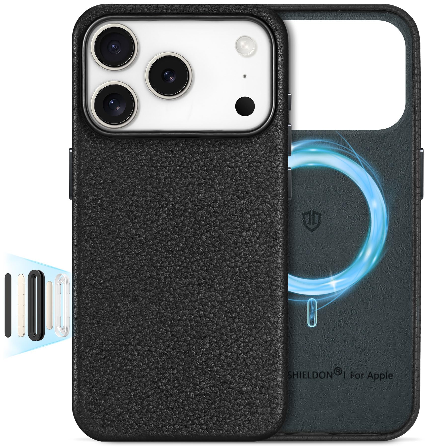 SHIELDON Case for iPhone 17 Pro 6.3 Inch 2025 | Genuine Leather, Updated Camera Button, Compatible with Magsafe, Magnetic Wirele