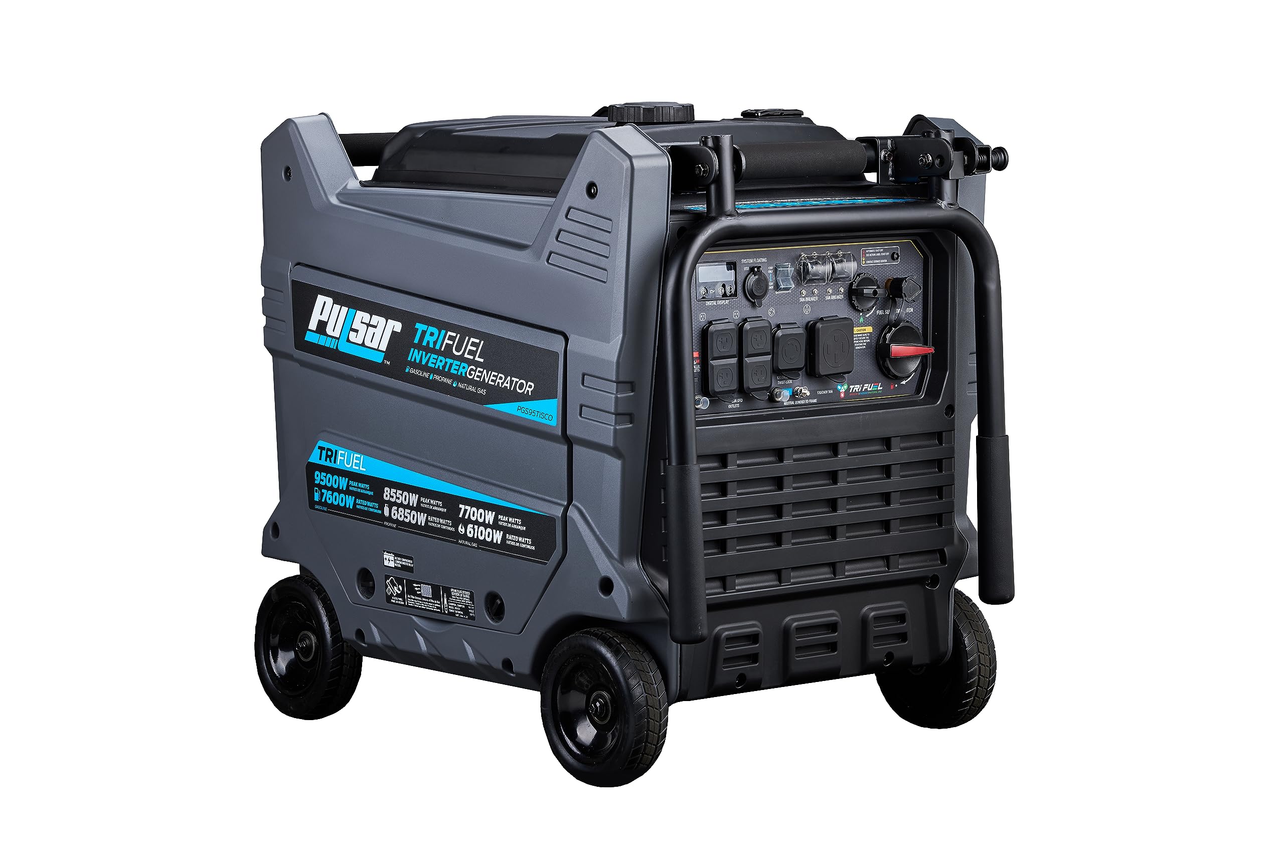 Pulsar 9500W Tri Fuel Gasoline Propane Natural Gas Portable Inverter Generator W/Remote Start & Co Sentry For Home Use Gs95Tisco
