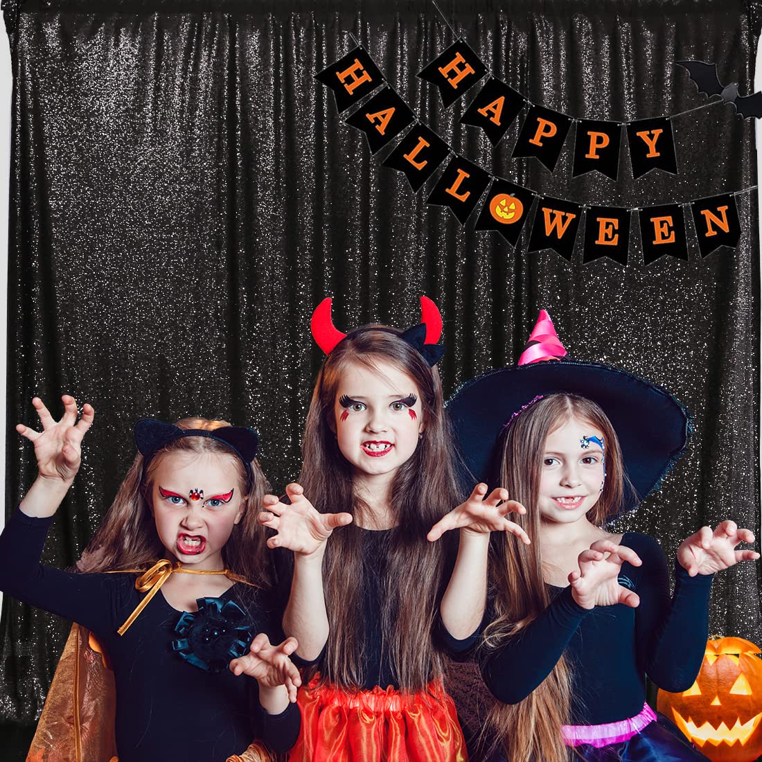 Partydelight Black Sequin Backdrop, Photography Curtain Special Events, Party 6Ftx7 Ft