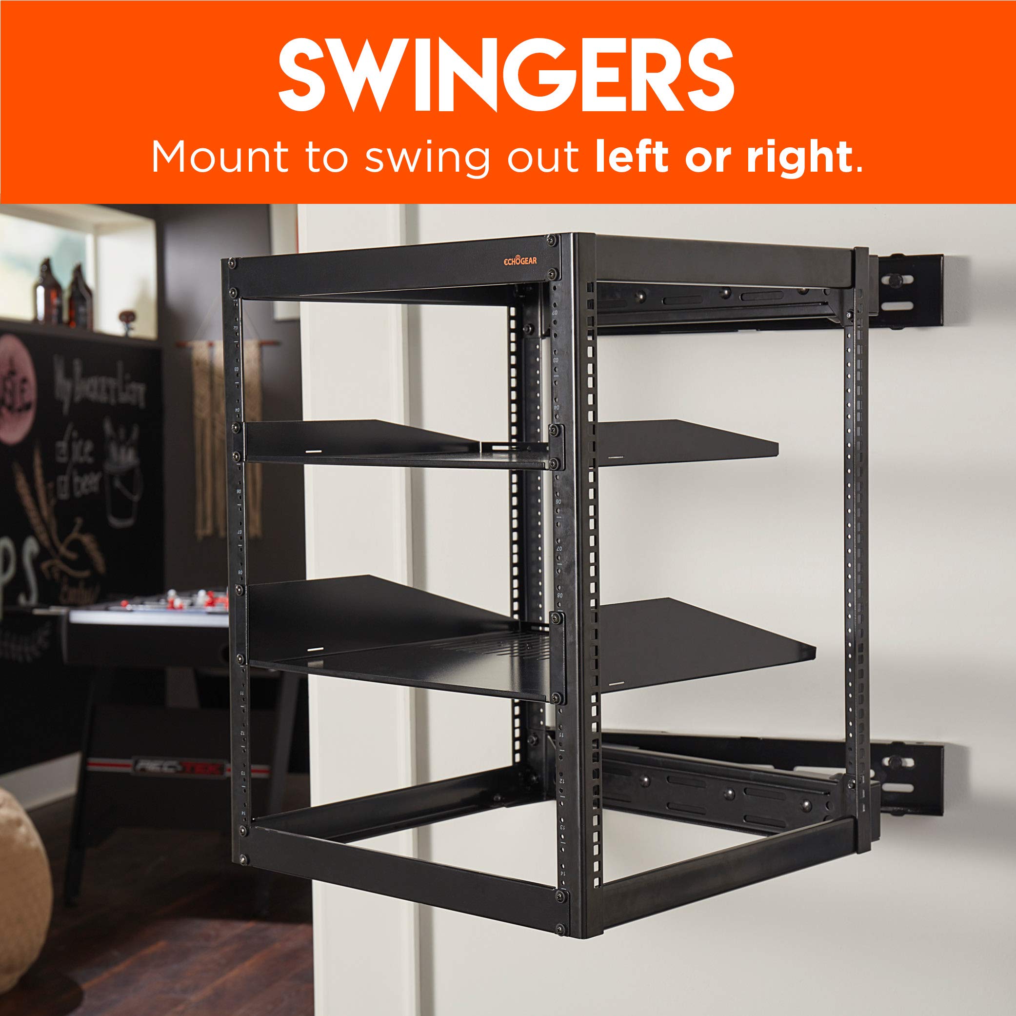 Echogear Rack Compatible Swing Out Wall Mount   Compatible With 10U, 15U, & 20U Echogear Open Frame Racks