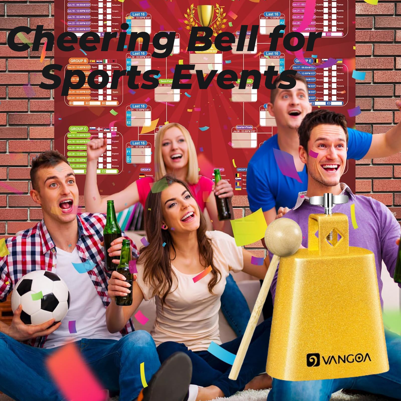 4 Inch Steel Cowbell With Sticks Cheering Bell For Sports Events Solid School Bells, Vangoa Loud Hand Bell Percussion Musical In