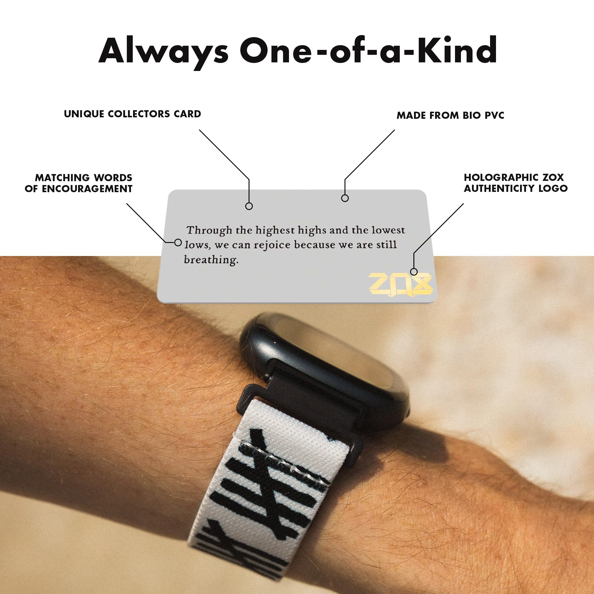 Zox Android Smart Watch Band - Count Your Blessings | Soft, Adjustable Elastic Band With Motivational Affirmations And Beautiful