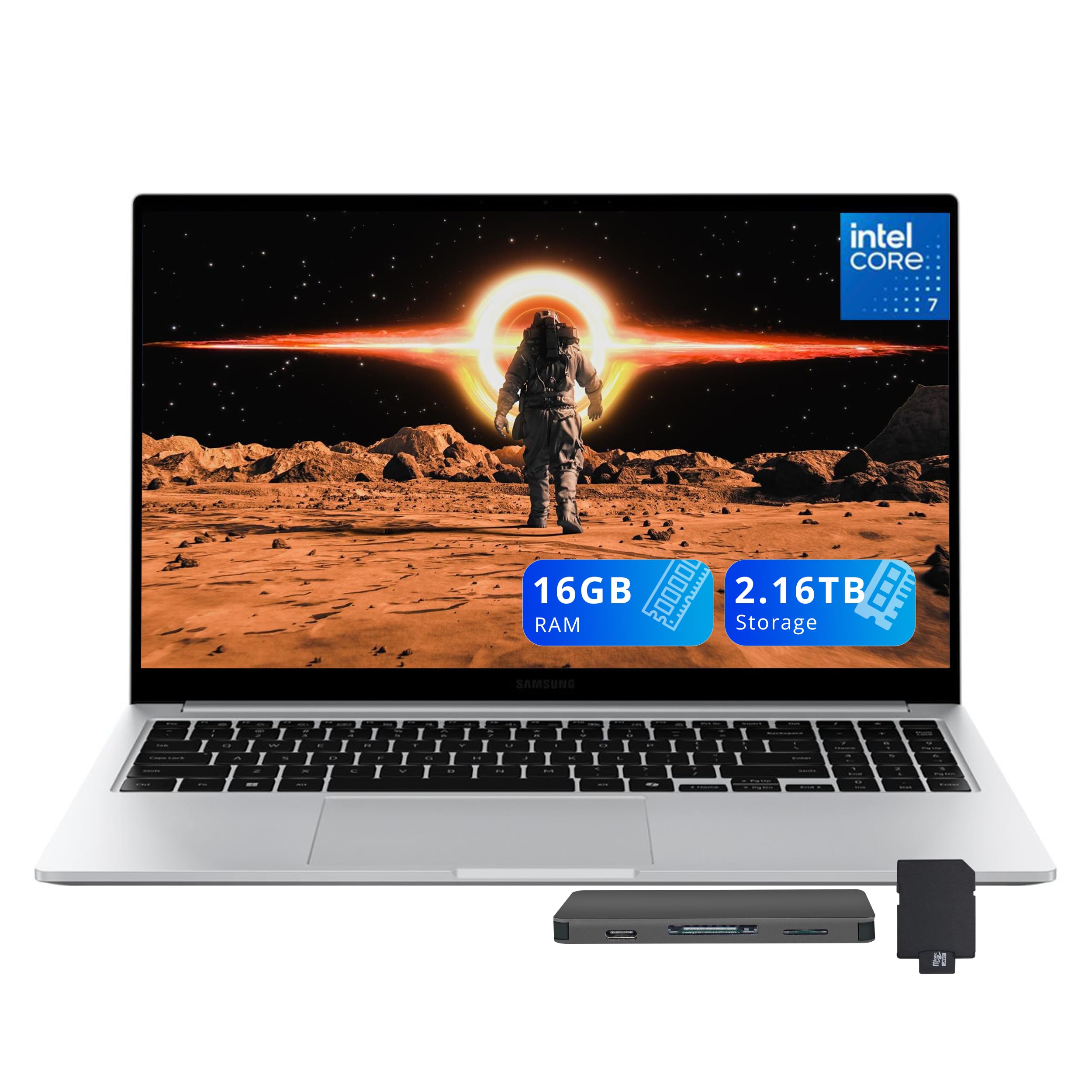 Samsung Galaxy Book4 15.6 FHD Laptop, Intel Core 7 150U, 16GB LPDDR4X, 2.16TB Storage (2TB SSD+160GB Docking Station Set), Intel