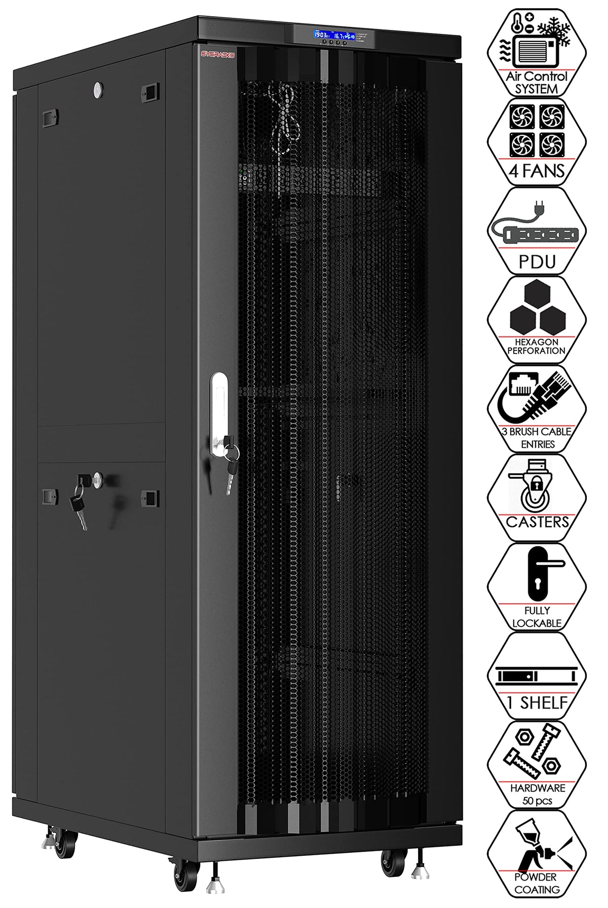 Network Rack Mount Lock Box Sysracks 42U Server Rack Locking Cabinet Network Rack Av Cabinet Mesh ...