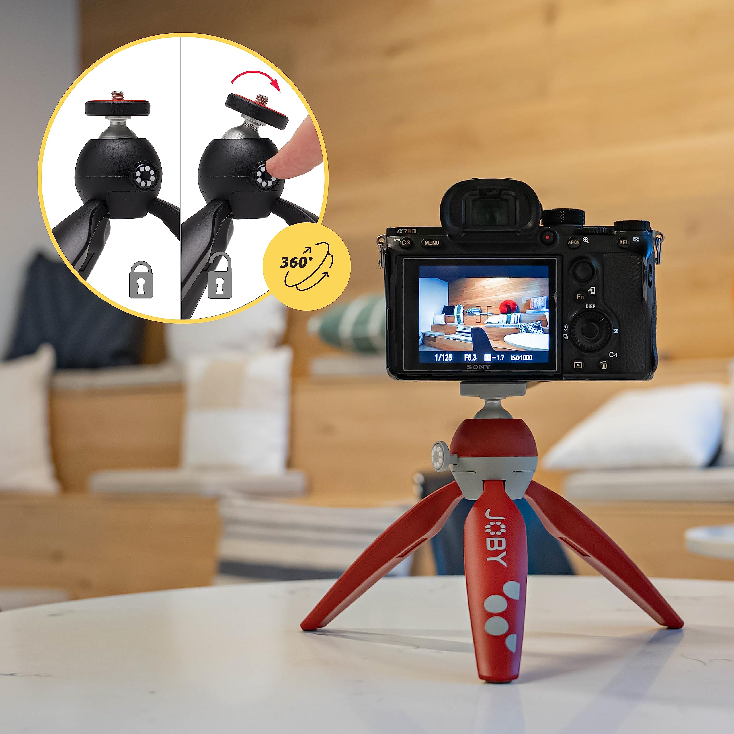 Joby Handypod 2 Kit, Table Top Tripod With Griptight 360 Phone Mount And Pin Joint Mount, Phone Tripod For Smartphones, Action C