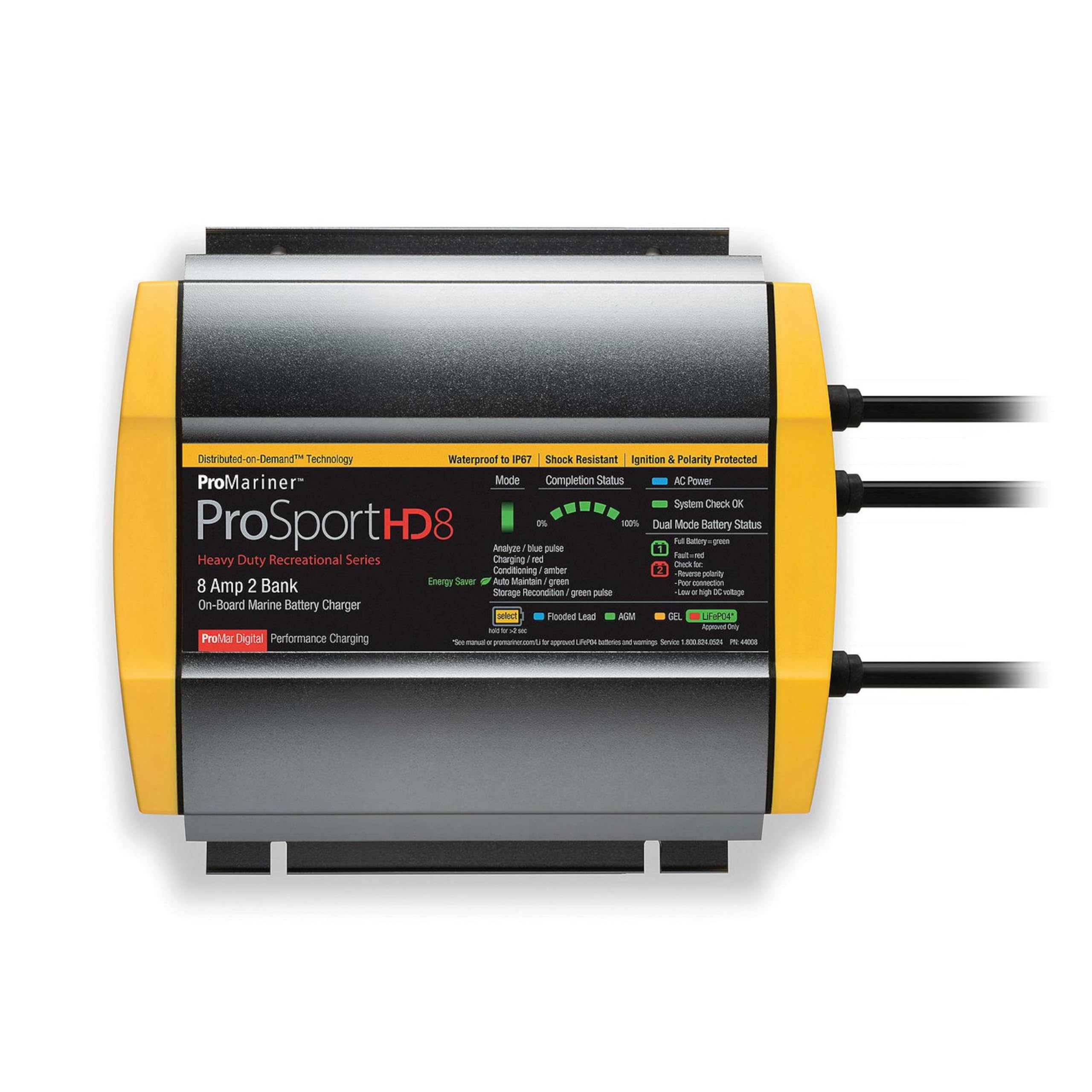 Promariner 44008 Prosport Hd Waterproof Marine Battery Charger, 8 Amp, 2 Bank,WBEEAB0832DZJ9F