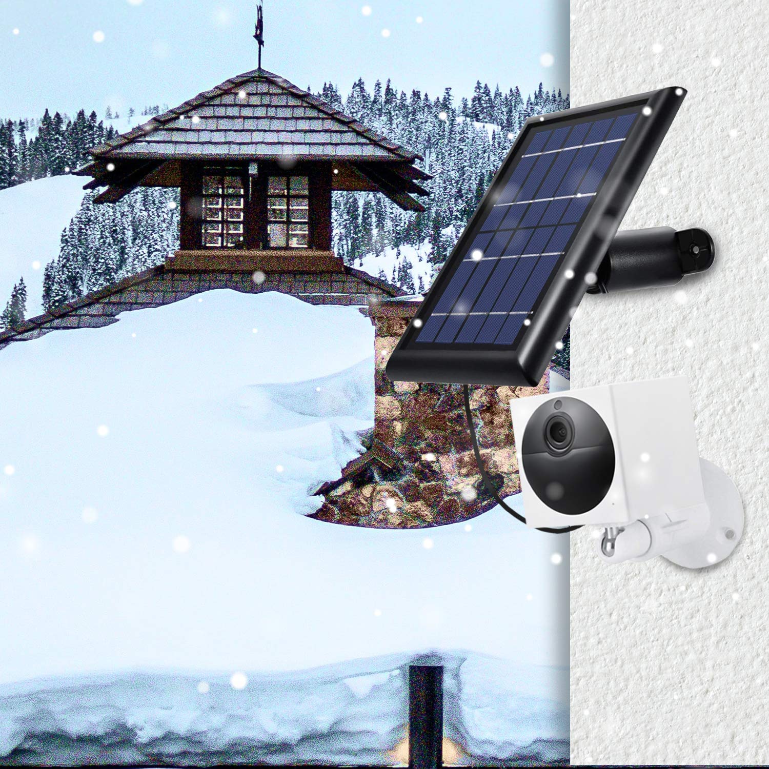 Wasserstein Solar Panel Compatible With Wyze Cam Outdoor   Power Your Surveillance Camera Continuously With 2W 5V Charging (3 Pa