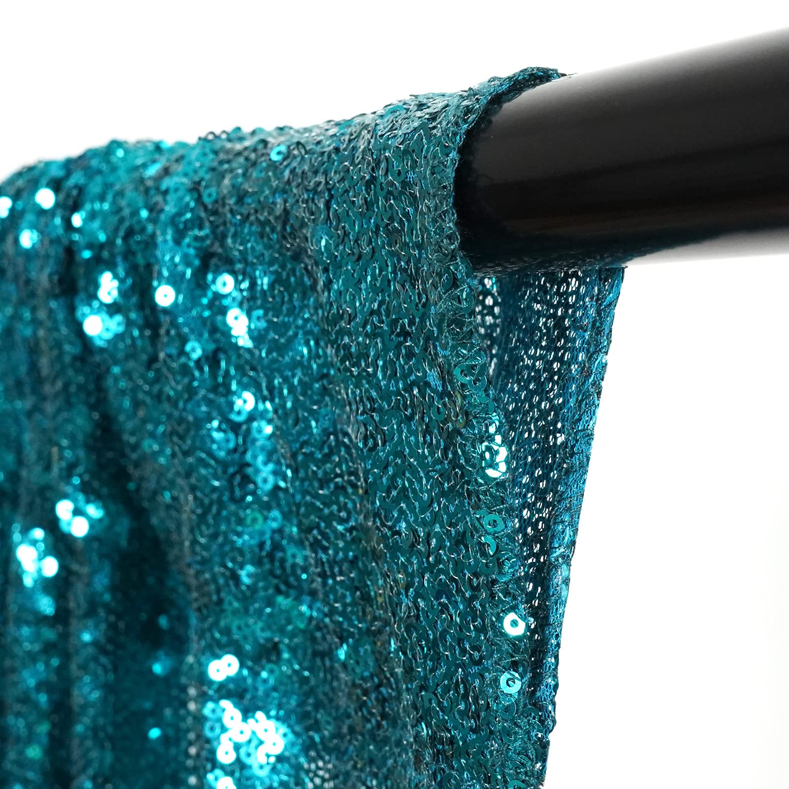 Poise3Ehome 2Pcs 2Ft X 8Ft Teal Sequin Backdrop Curtains, Glitter Photography Background, Sequence Xmas Thanksgiving Backdrop Fo