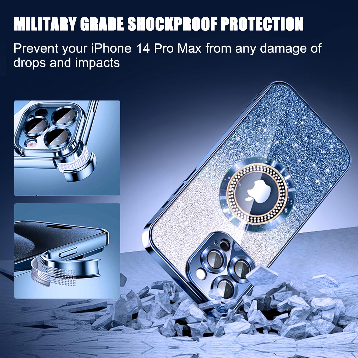 Misscase For Iphone 14 Pro Max Magnetic Case Compatible With Magsafe,Full Protection Slim Shockproof Anti Scratch Glitter Case W