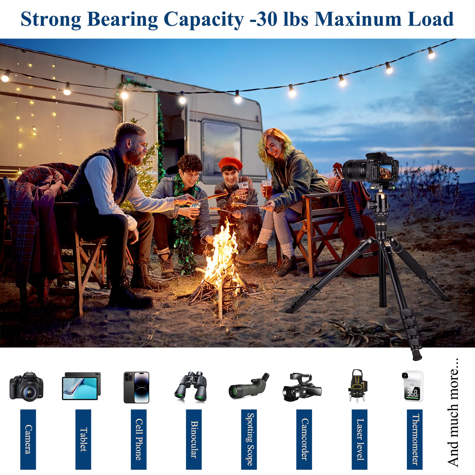 77' Aluminum Camera Tripods & Monopods, Victiv Compact Travel Tripod For Camera Dslr, Spotting Scope,Telescope, Binoculars, Porfessional Heavy Duty Camera Tripod Stand For Photography Video Recording