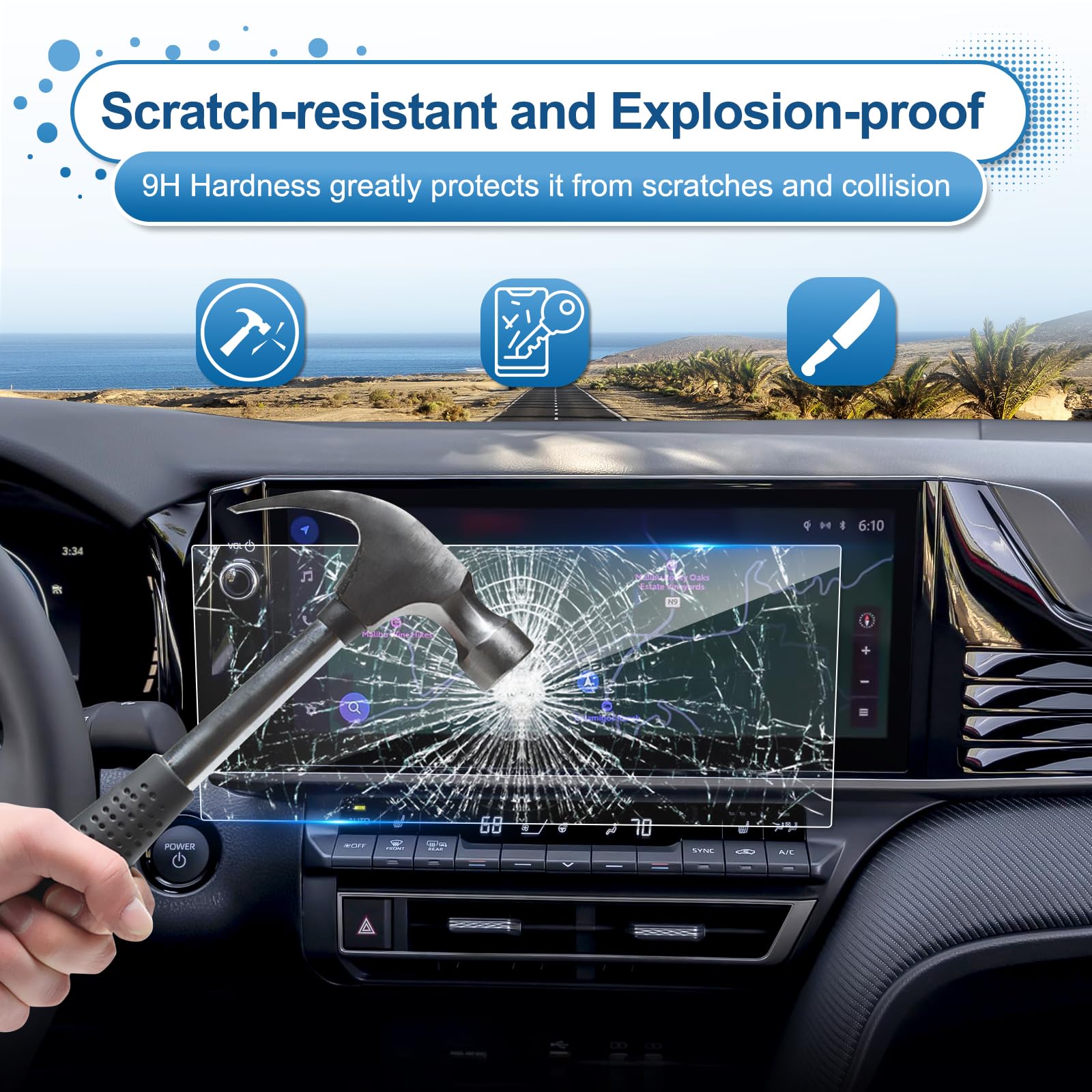 Coleya Updated 2025 Camry Screen Protector For Toyota Camry (Xle/Xse/Se) 12.3 Inch Touchscreen, 9H Tempered Glass For 12.3 In. T