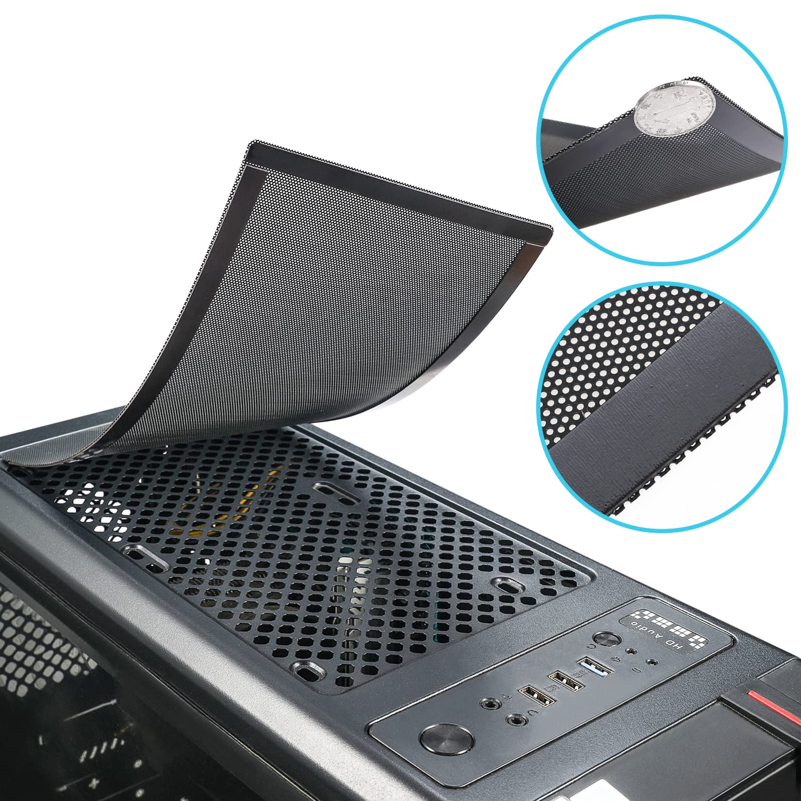 120 X 240Mm Pc Case Dust Mesh Filter, [2 Pack] Magnetic Frame Computer Fan Dust Mesh Pc Cooler Filter Dustproof Pvc Cover Grills