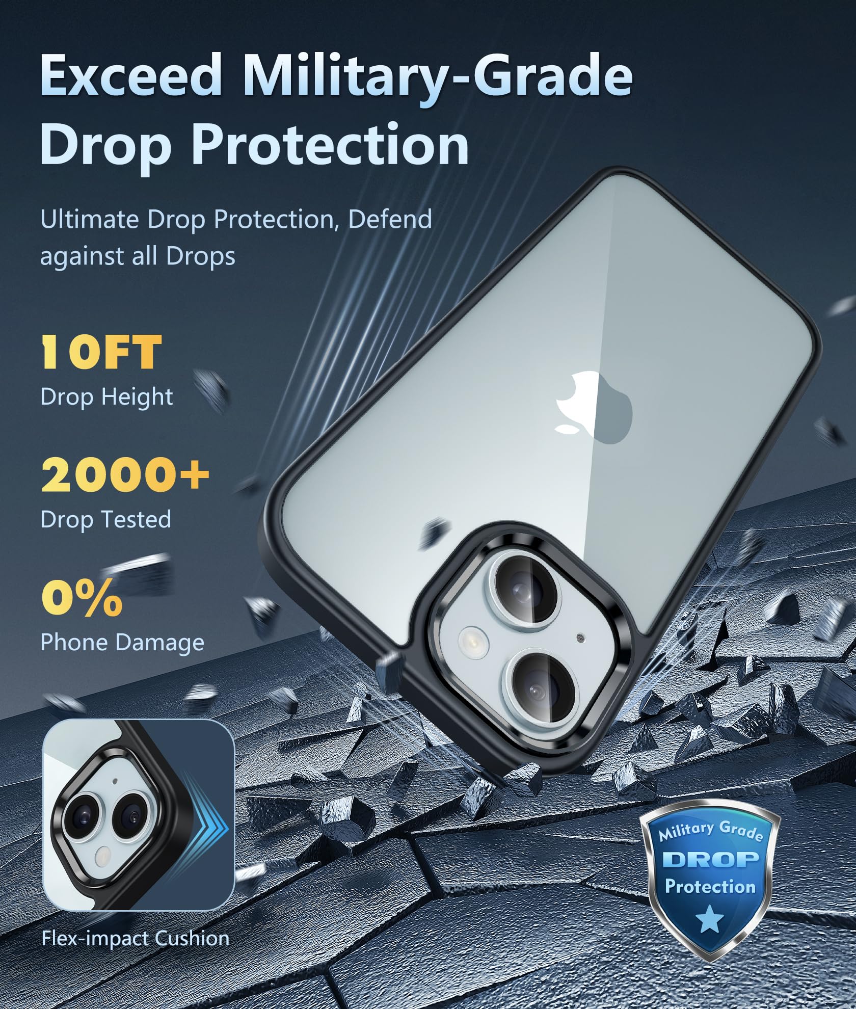 Fntcase For Iphone 15 Plus Phone Case: Clear Slim Shockproof Cell Phone Protective Cover | Anti Yellowing Anti Scratch Drop Proo