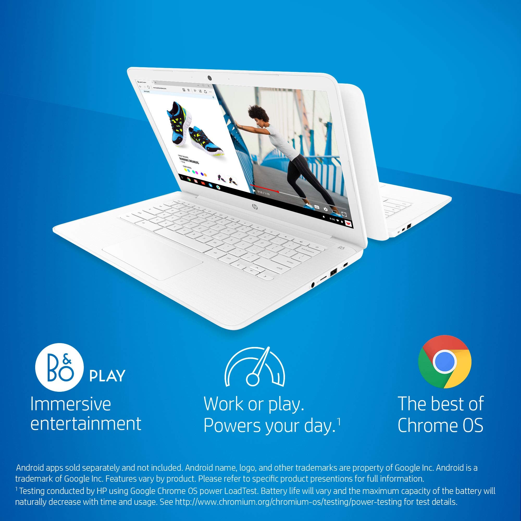 HP Chromebook 14 Inch Laptop with 180 Degree Hinge, Full HD Screen, AMD Dual Core A4 9120 Processor, 4 GB SDRAM, 32 GB eMMC Storage, Chrome OS (14 db0050nr, Snow White)