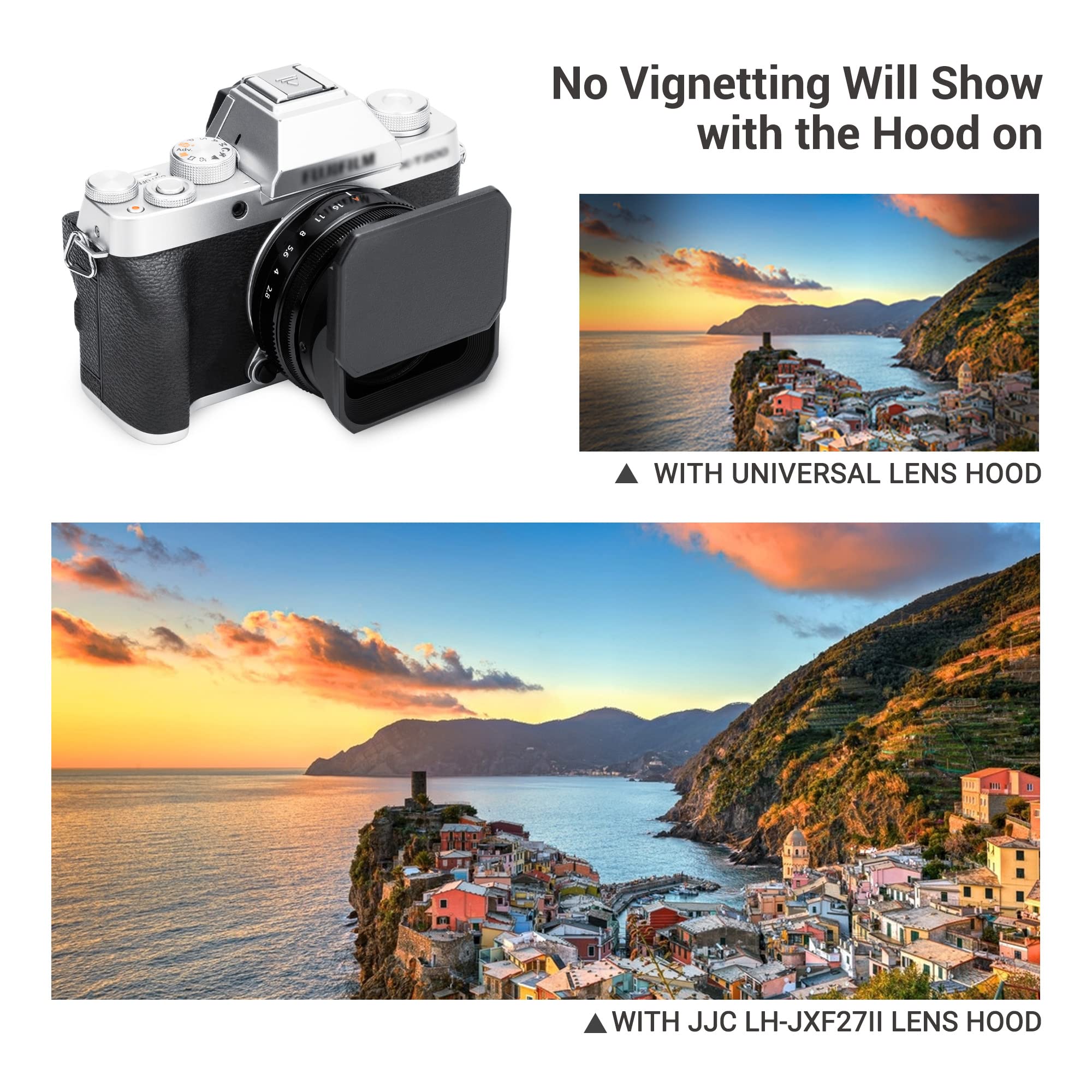 Jjc Square Metal Camera Lens Hood Cover With Lens Cap Replaces Fuji Lh Xf27 For Fujifilm Xf 27Mm F2.8 R Wr & Fujifilm Xf 27Mm F2