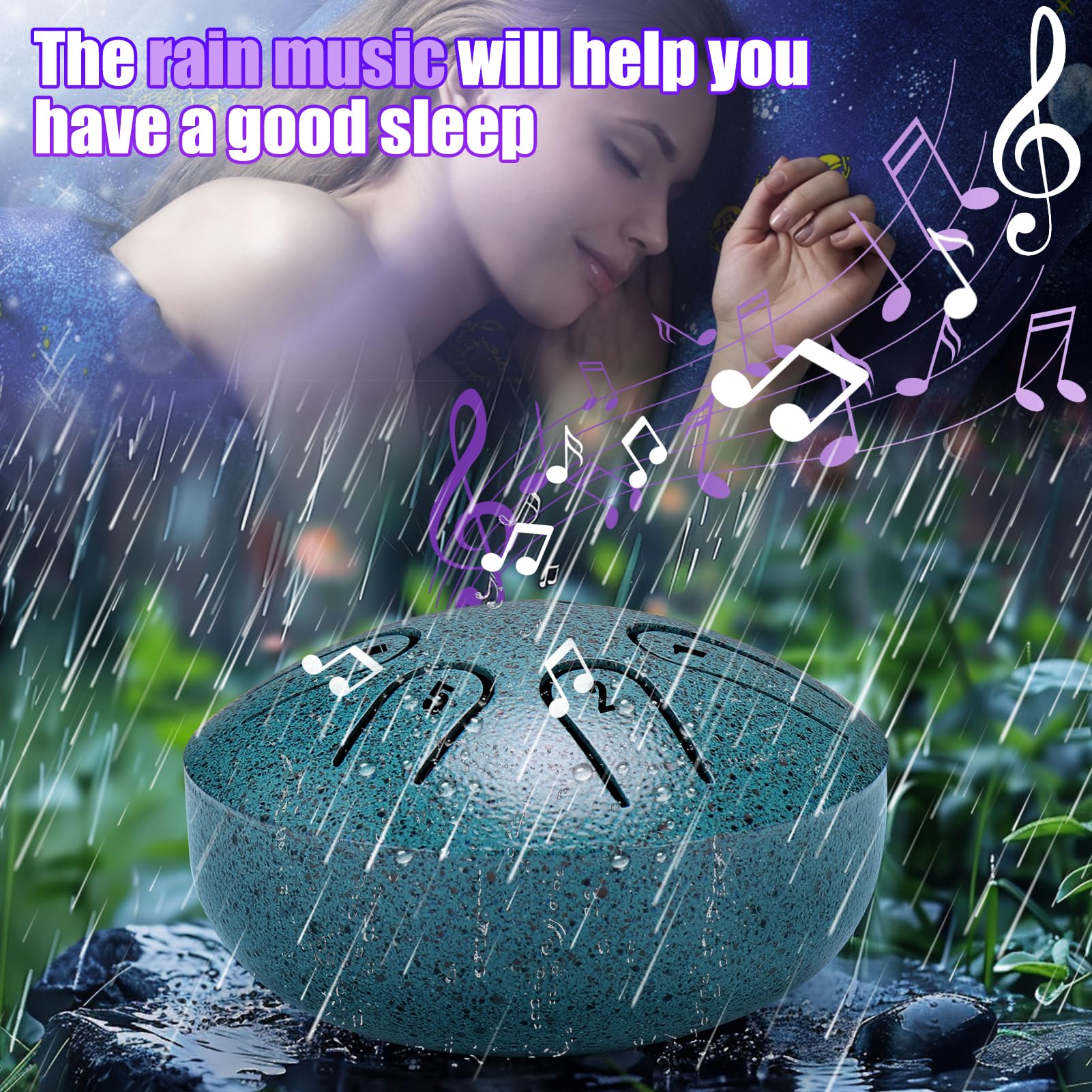 Busoha Rain Drum For Outside - 3 Inches 6 Notes Steel Tongue Drum Rain Chime, Drum Rain Chime Waterproof, Rain Drum For Garden I