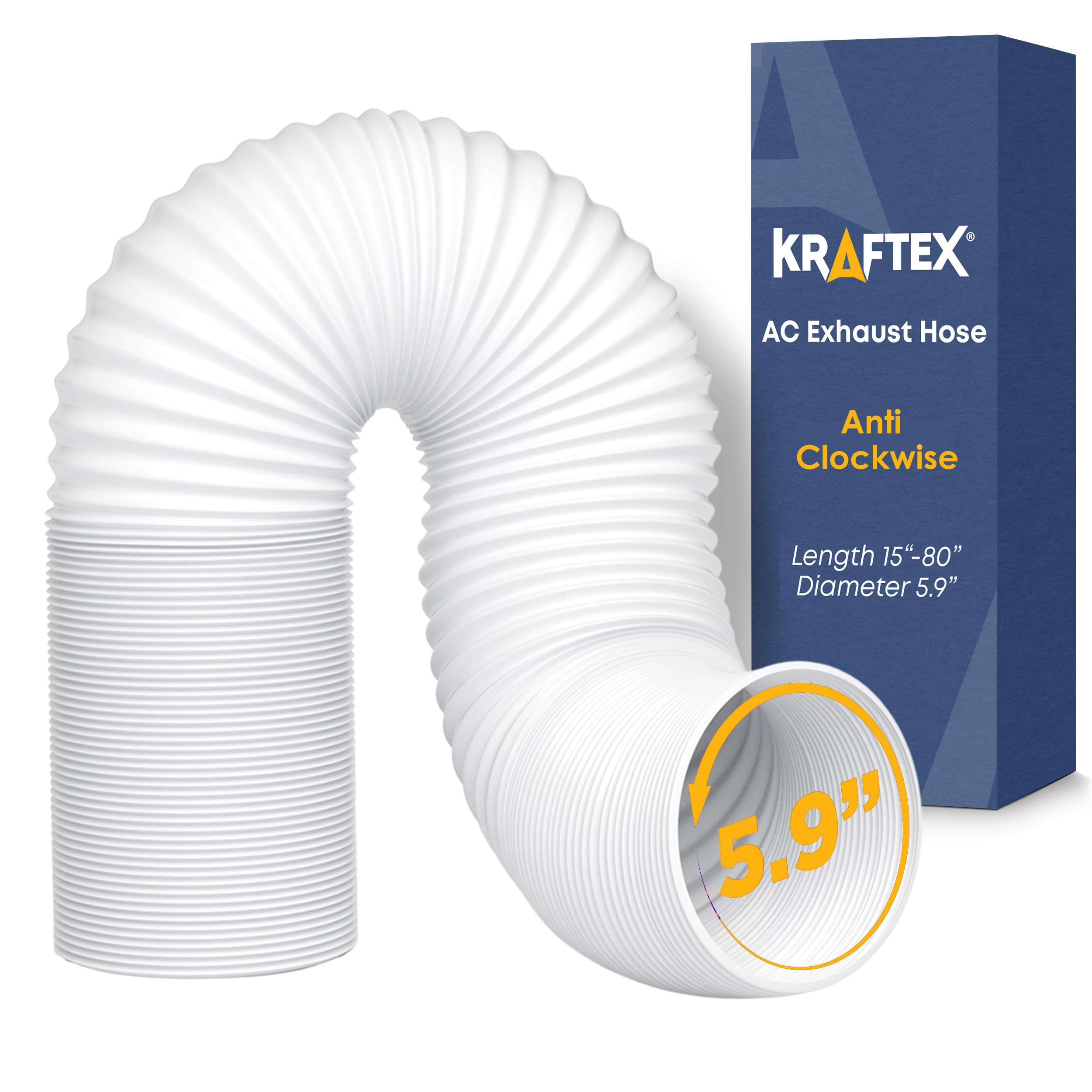 Air Conditioner Hose. Portable AC Exhaust Hose Vent with 5.9 Diameter, Anti-Clockwise Thread & Length up to 80. Compatible with LG, Delonghi and Many More Portable Air Conditioners -Like New