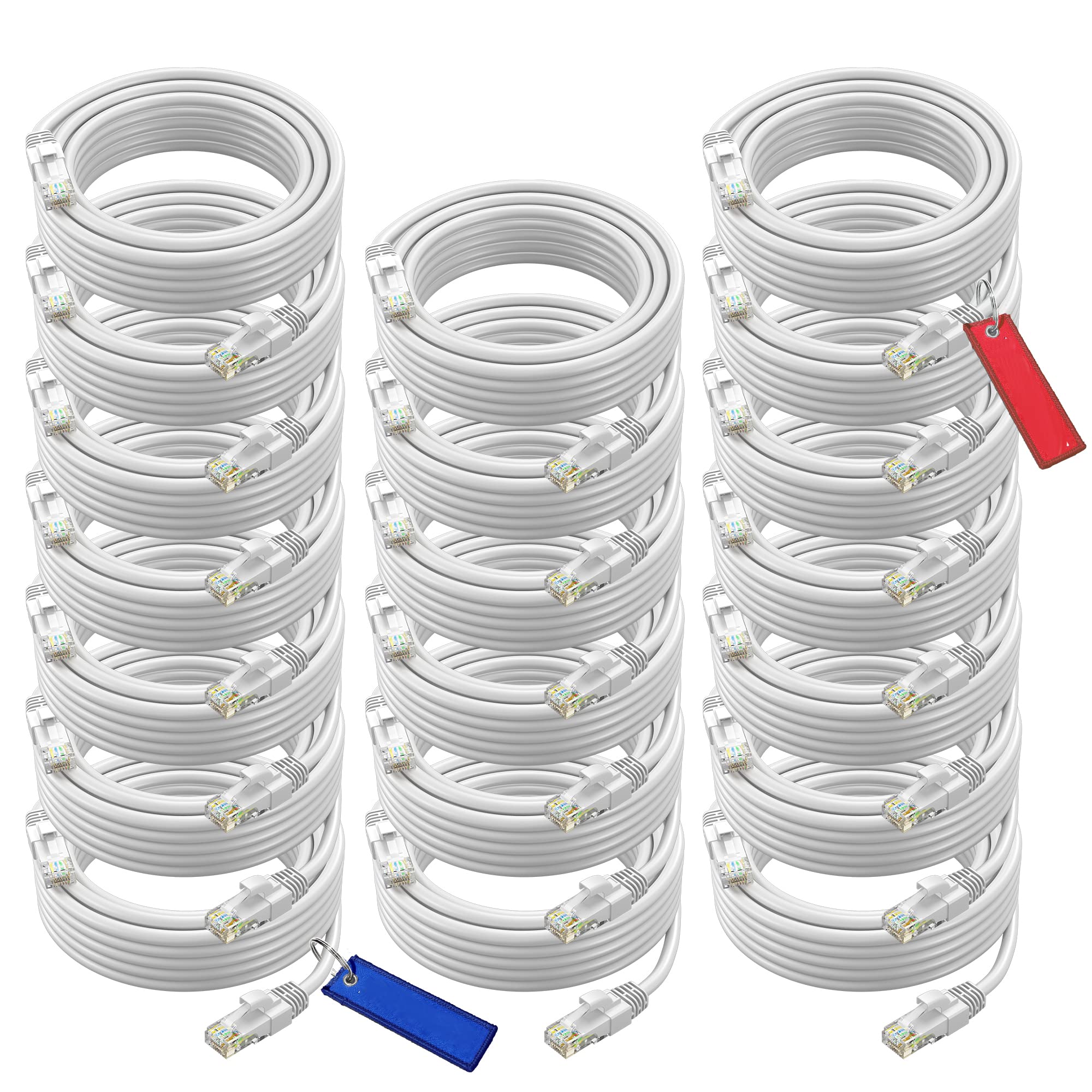 Maximm Cat 6 Ethernet Cable 20 Ft (20 Pack)   High Speed Lan Cable, Internet Cable, Patch Cable, And Network Cable   Utp, 10Gbps, 550Mhz Ethernet Cord   White