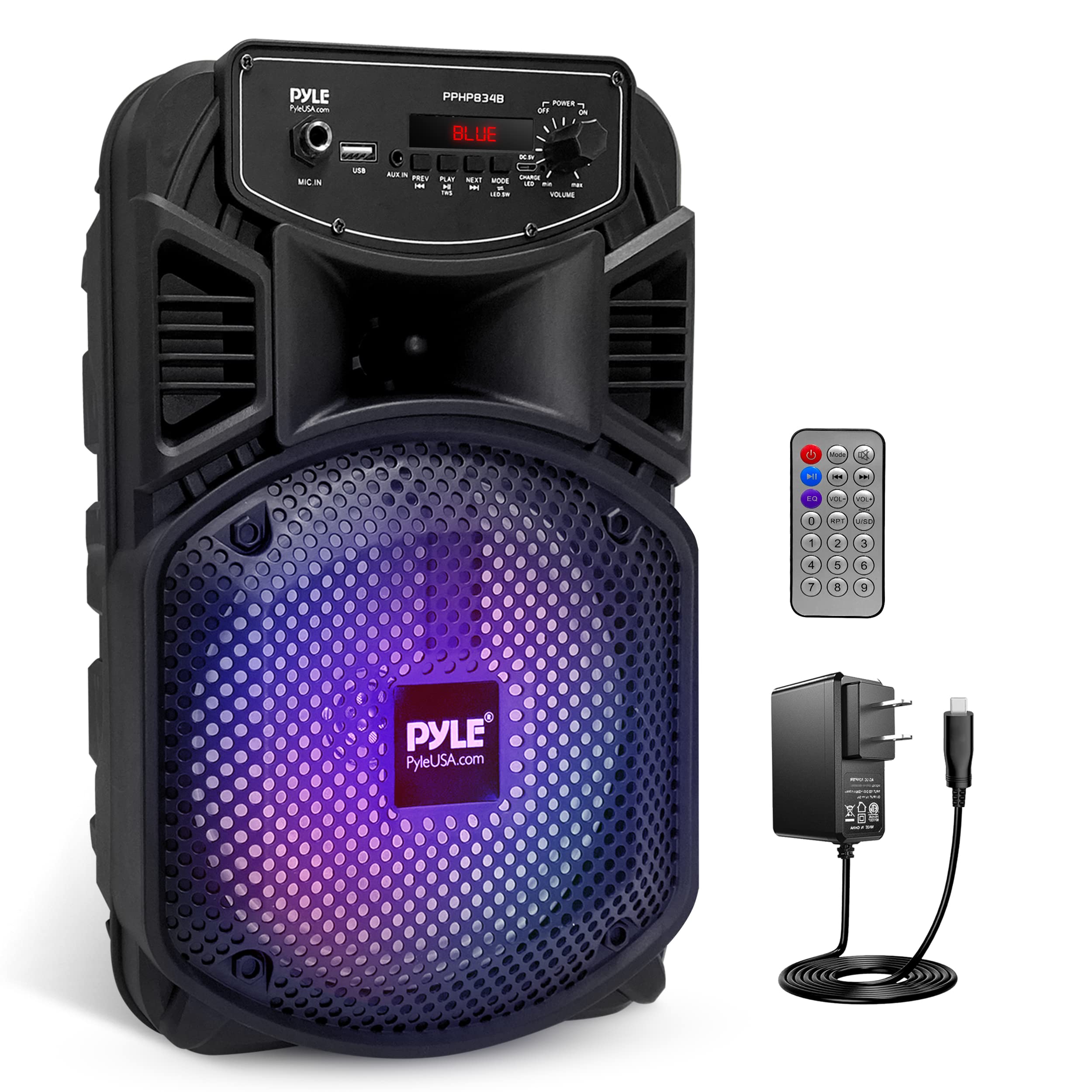Pyle Portable Bluetooth PA Speaker System-300W Rechargeable Indoor/Outdoor Bluetooth Speaker Portable System w/ 8    Subwoofer 1