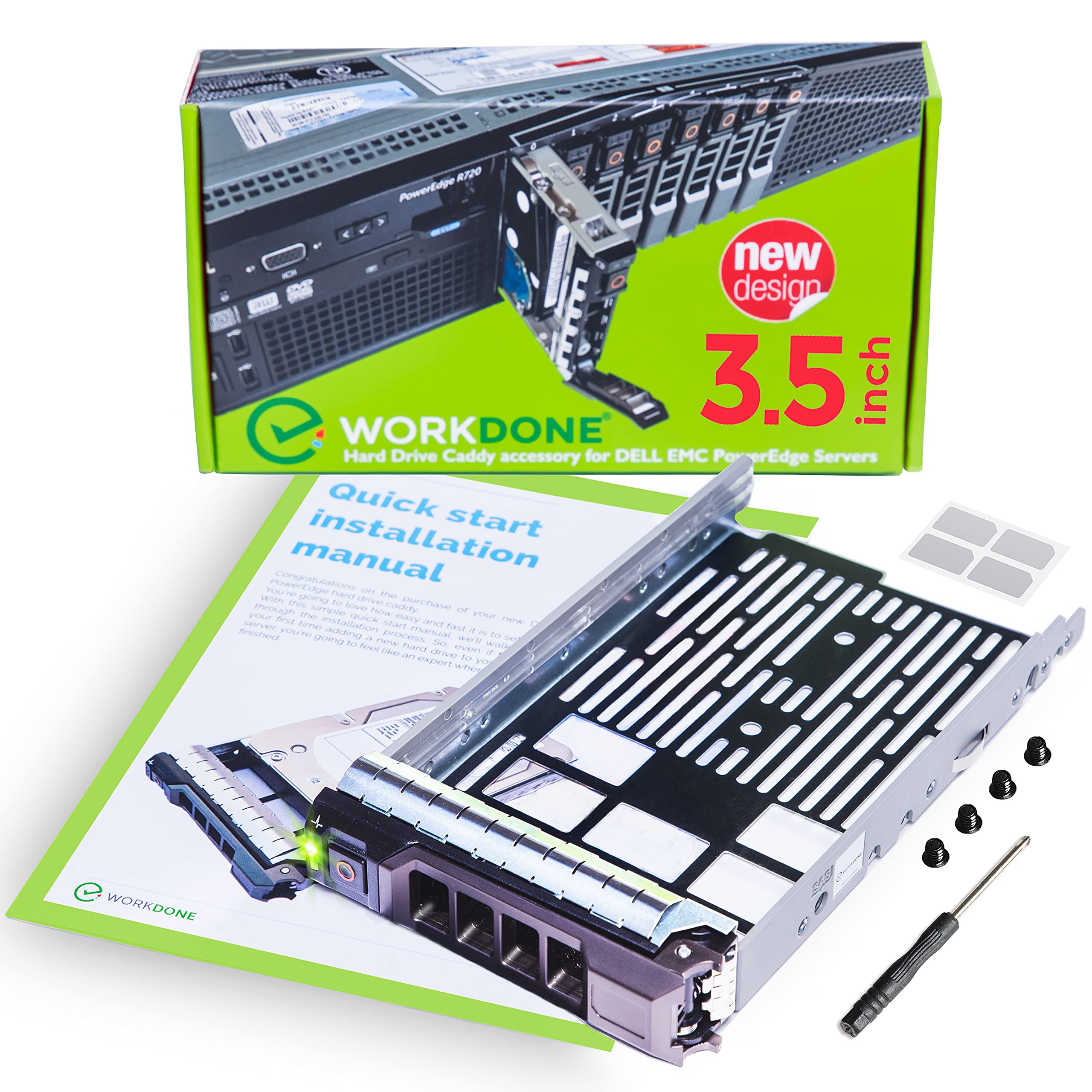 Workdone 3.5 Inch Hard Drive Caddy Tray   Compatible For Dell Poweredge Selected 13Th 11Th Gen. Servers   Sas Sata Hdd Adapter S