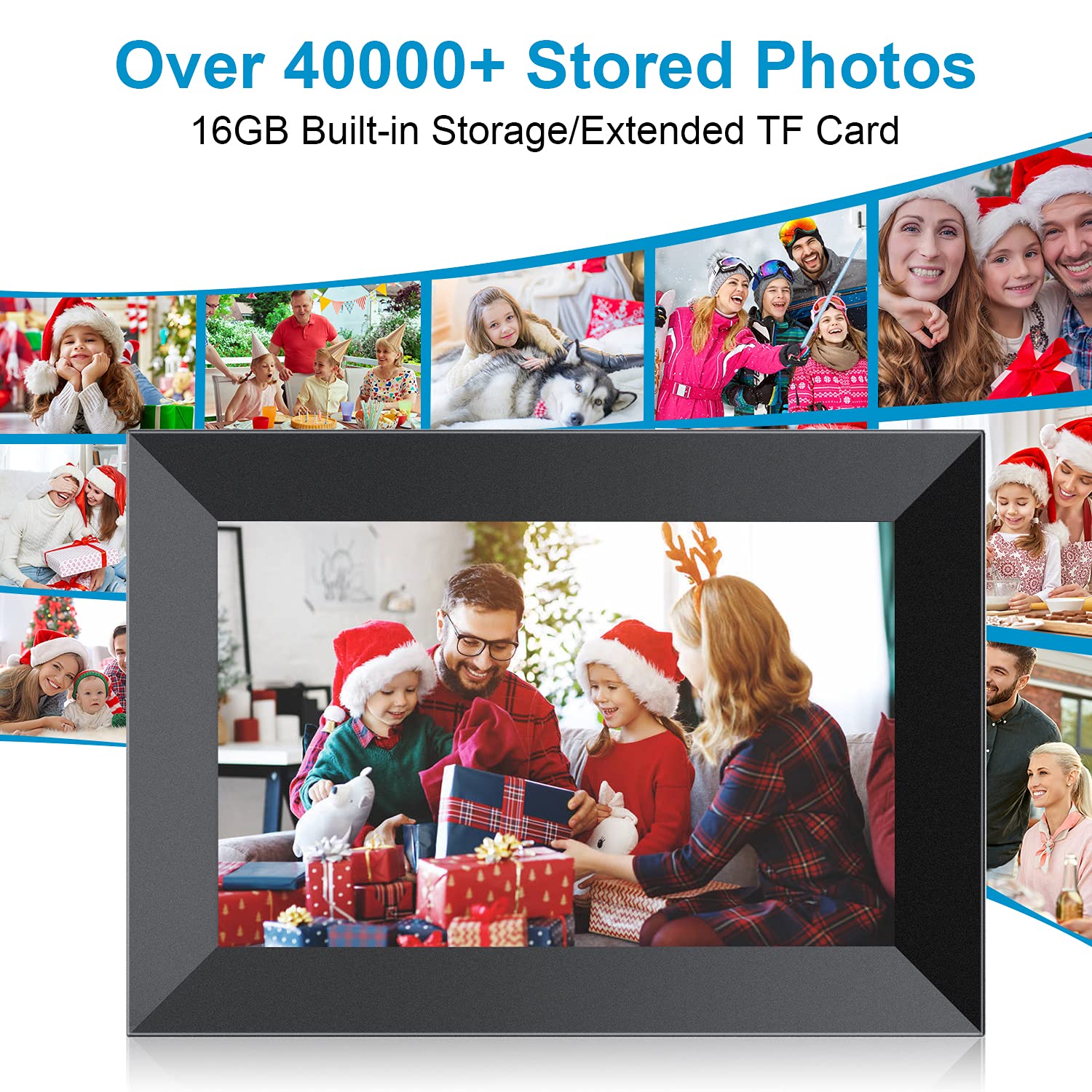Frameo 10.1 Inch Wifi Digital Picture Frame With 1280 * 800P Ips Touch Screen Hd Disply,Video Clips And Slide Show,Auto Rotate, Wall Mountable,Send Photos Instantly From Anywhere With Via Frameo App