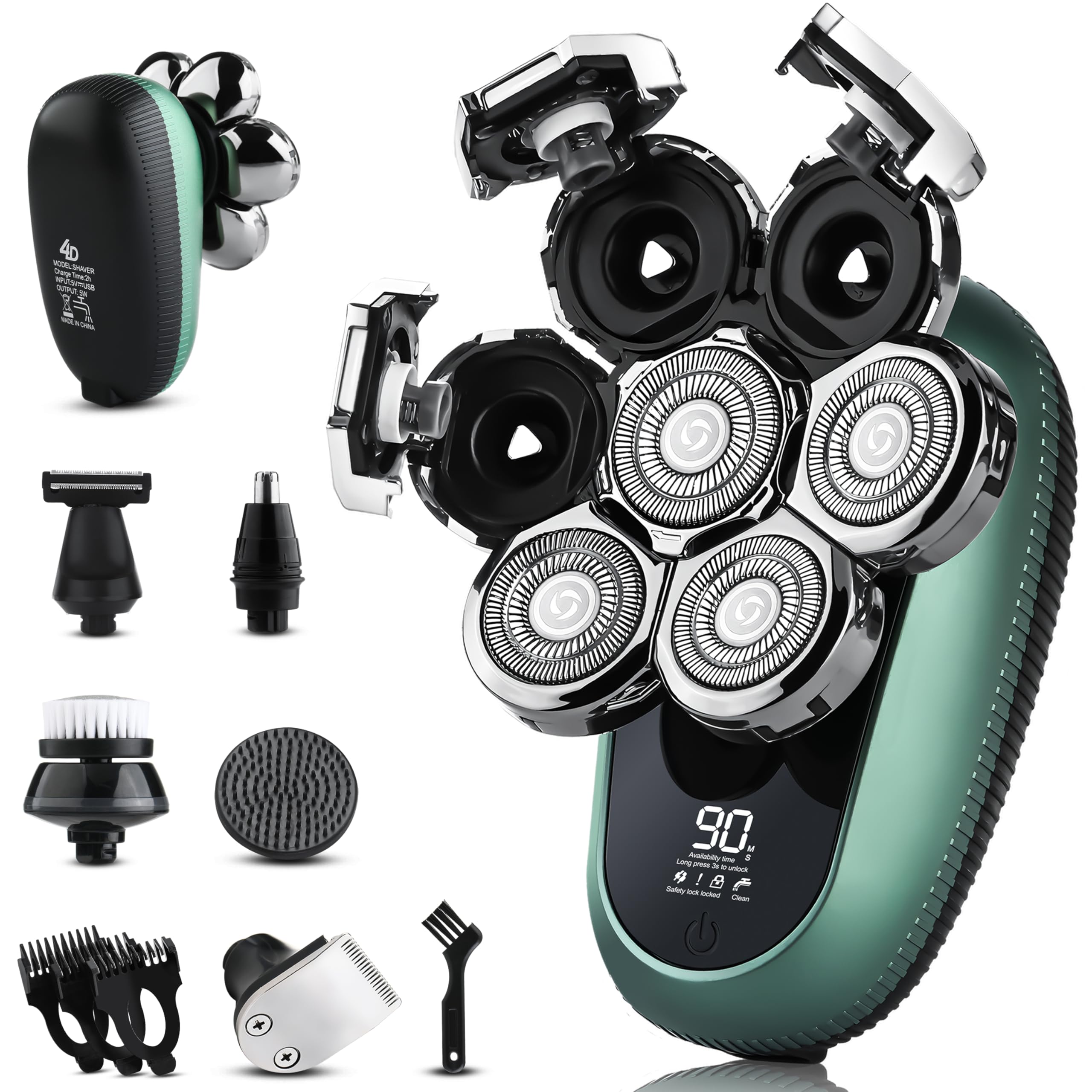 7D Head Shavers for Bald Men - Toncoke Detachable Electric Razor Grooming Kit with Nose Hair Trimmer, IPX6 Waterproof Wet Dry Us