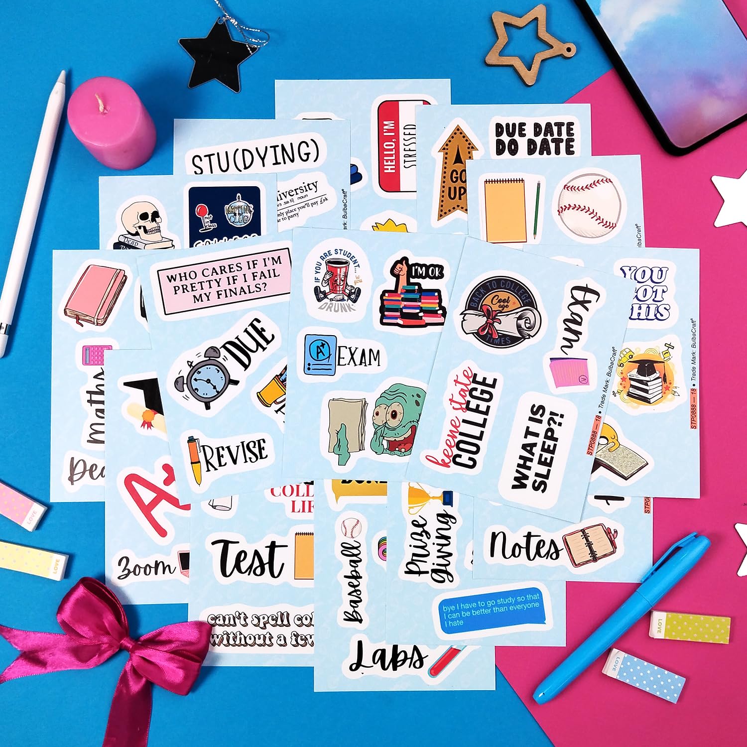 College Stickers For Water Bottles, Planners, Laptops Decals   College Party Supplies, College Party Decorations   College Gifts