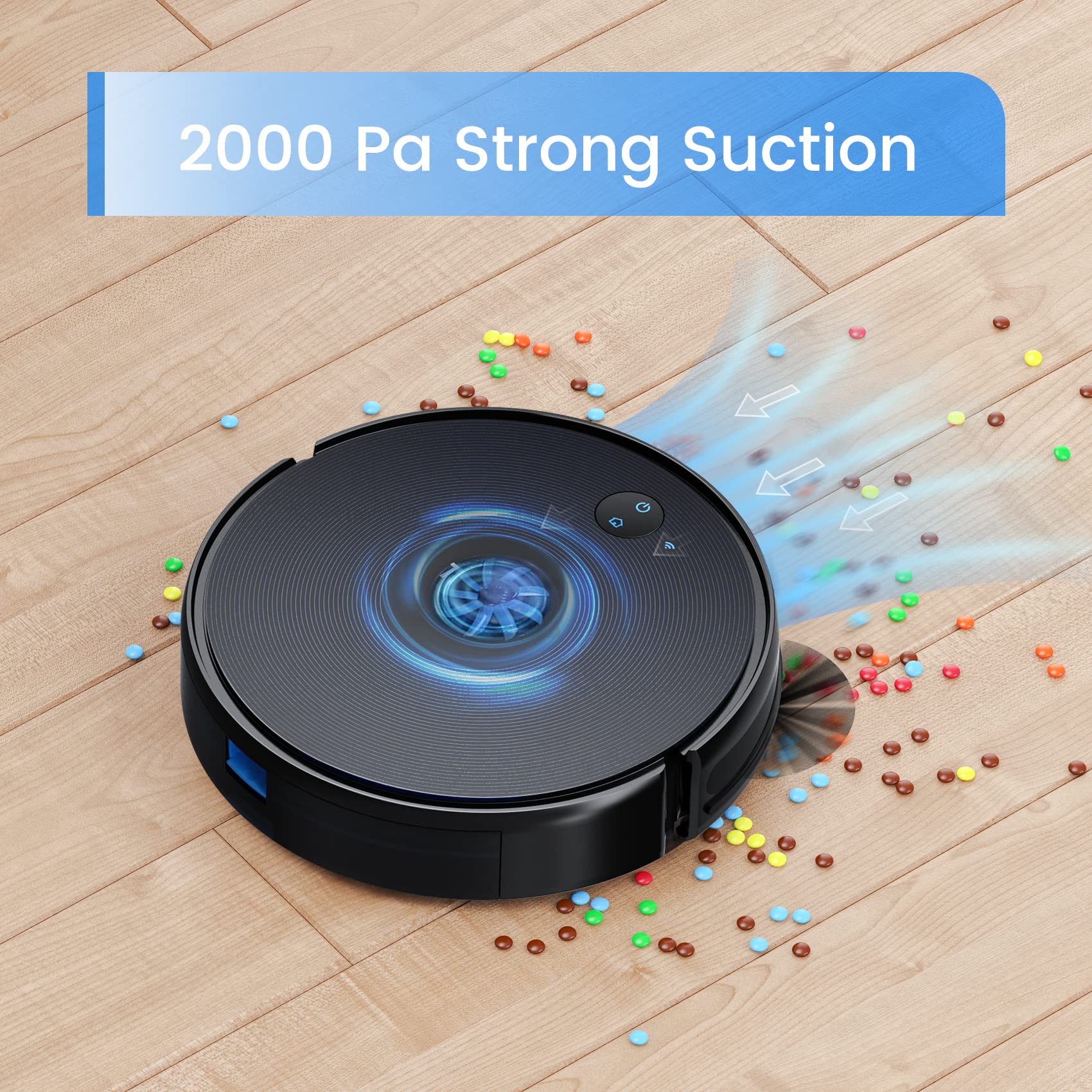 Thamtu Robot Vacuum And Mop Combo, 130Min Runtime, App&Voice Control, Ultra Thin, Tangle Free, Self Charging Robotic Vacuum Clea