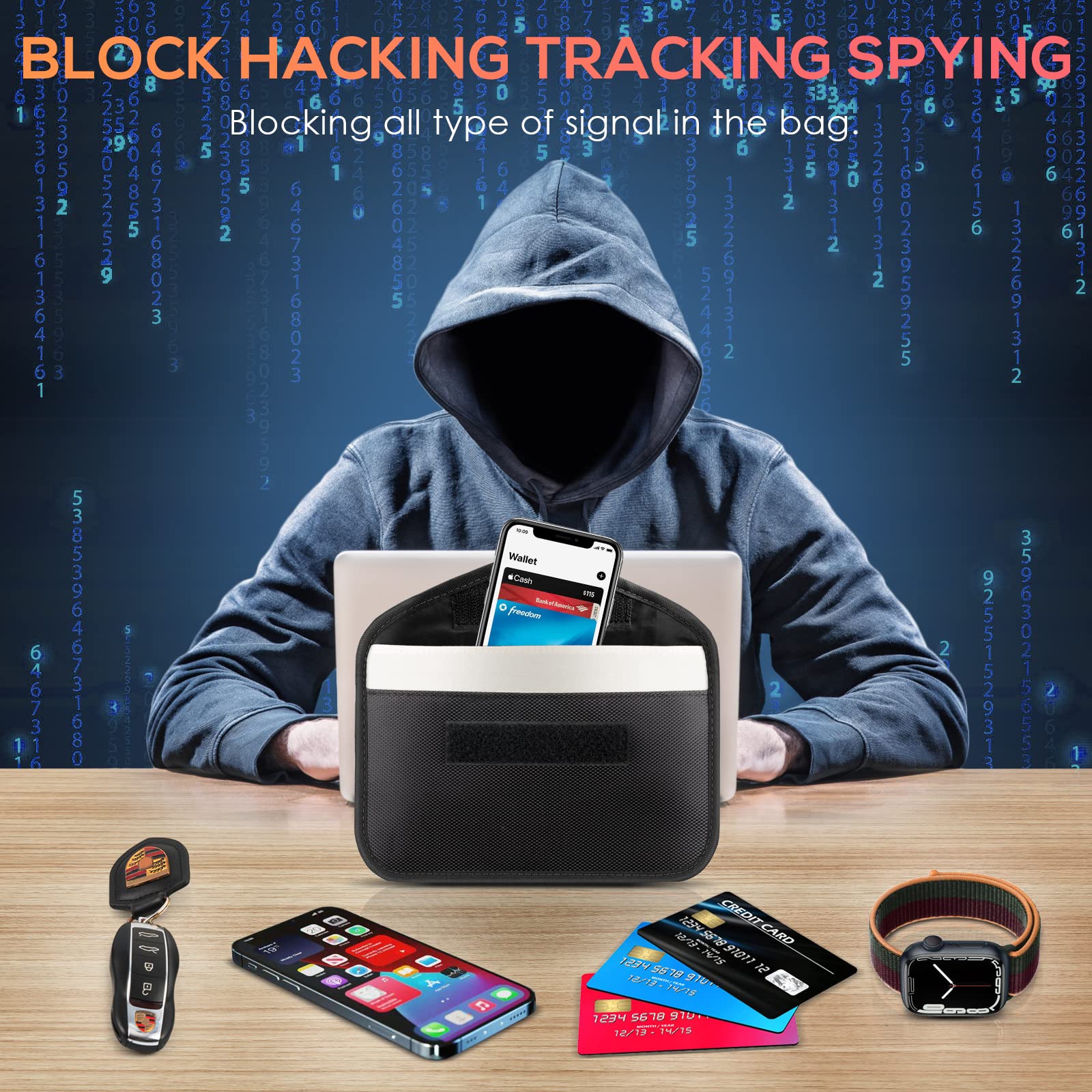 Tuulin 2 Pack Faraday Bags For Car Keys And Cell Phone, Signal Blocking Key Pouch, Anti Theft Car Protection, Cell Phone Keyless