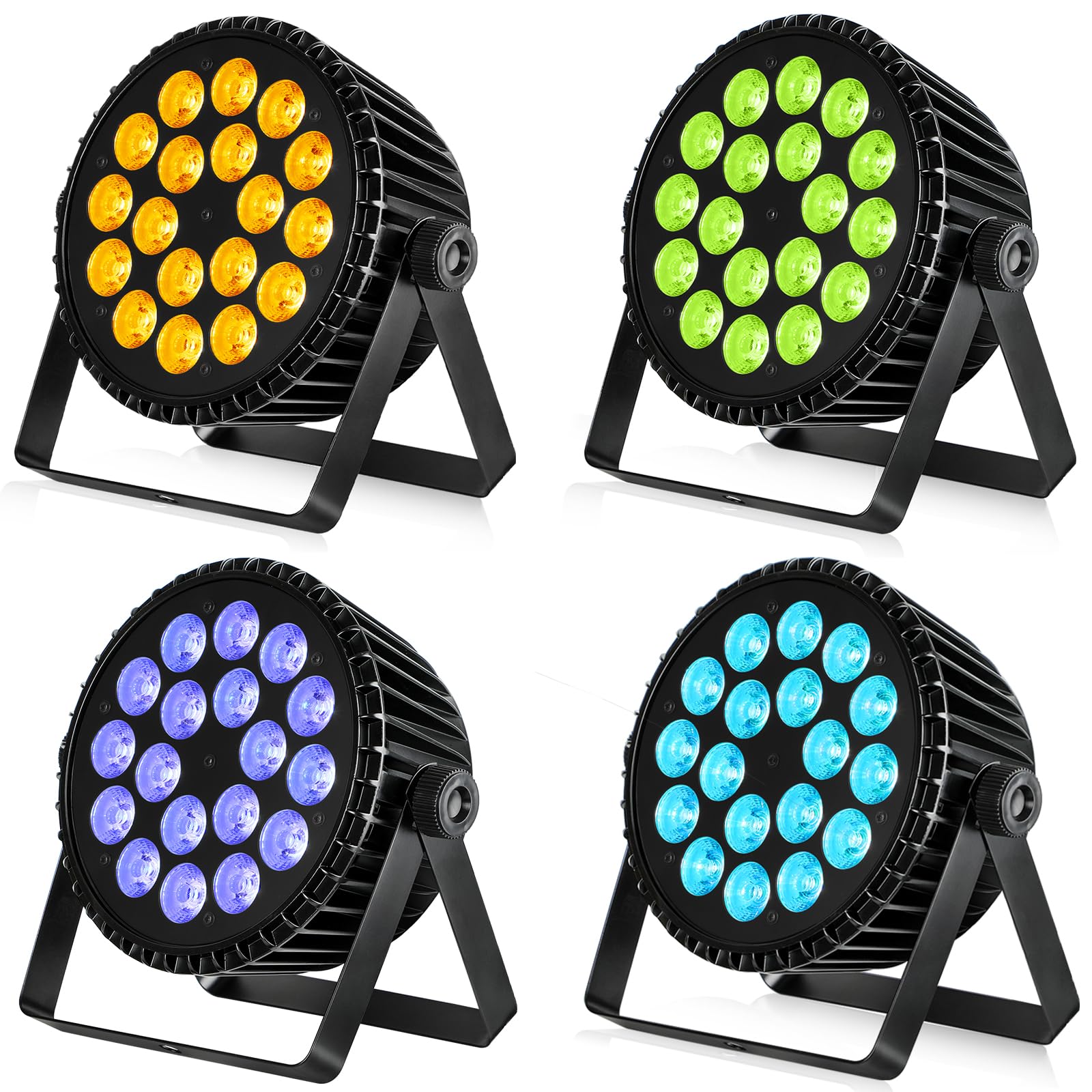 Betopper LED Stage Light,18 * 18W LED PAR Light, RGB+Lime Green+Amber+UV 6-in-1 High Power Par Can Lighting,DJ Lights Strobe/Was