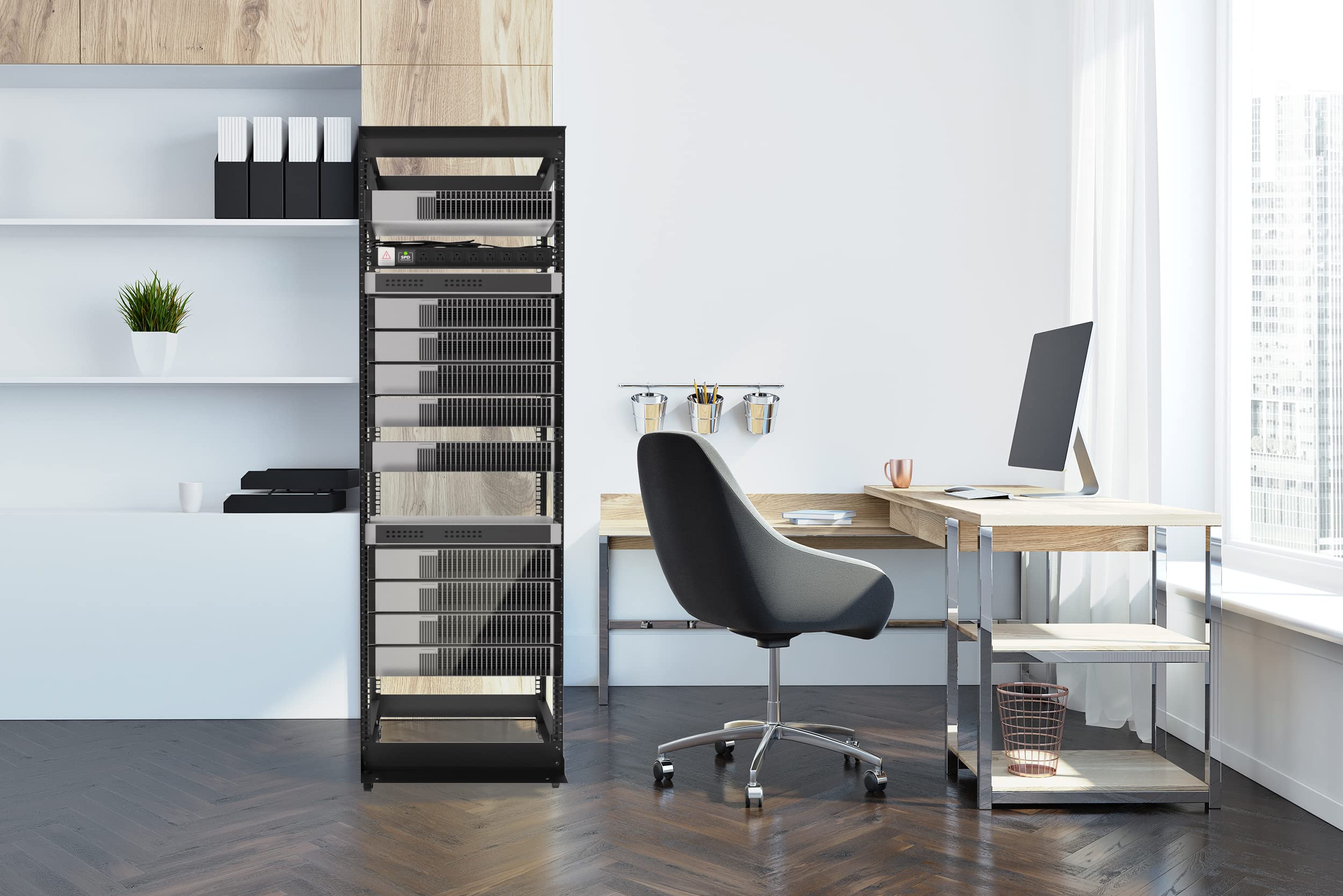 Sysracks 4 Post Open Frame Server Rack Mobile Relay With Wheels Casters For 19' Network Server Av It Equipment Gear Rack Cabinet Adjustable Depth 24' 37' (42U (79' H X 21' W))