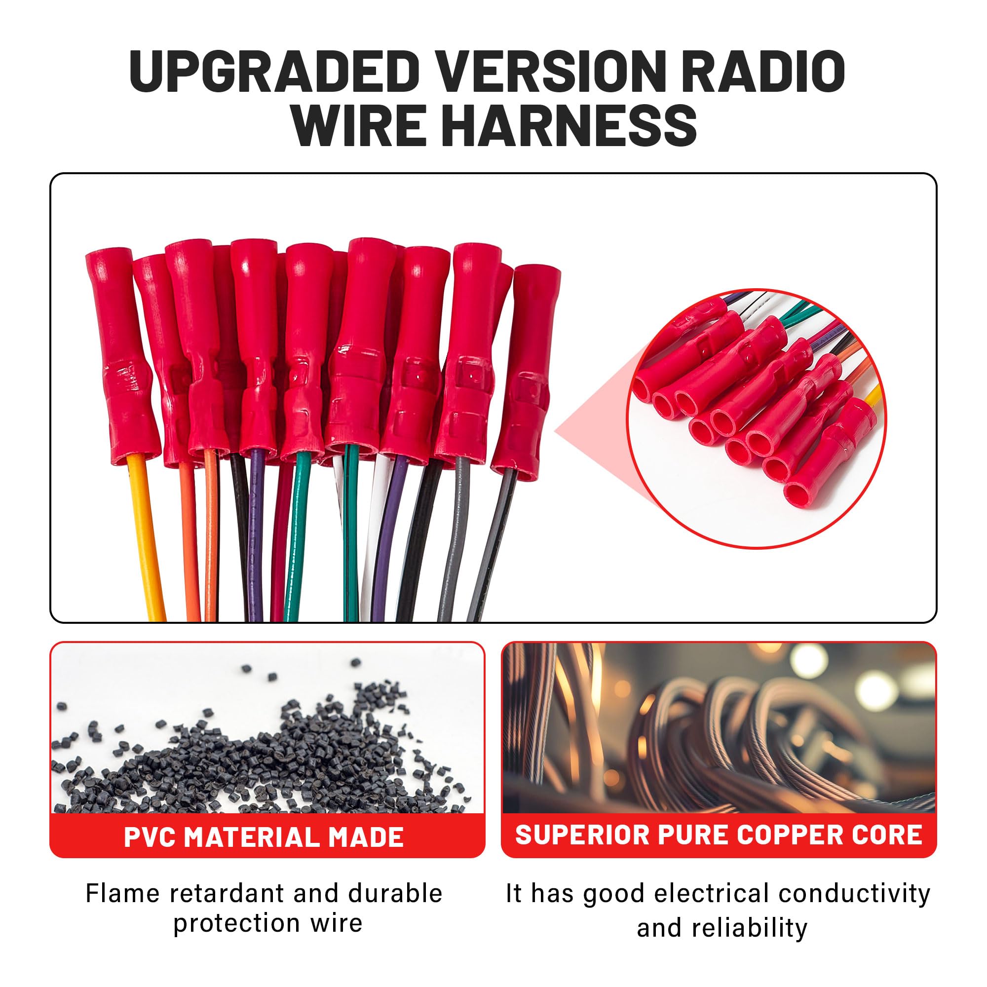 Red Wolf Stereo Wiring Harness Pre Installed Wire Connectors Compatible With Ford 1999 2003 Ranger Explorer, 1998 2005 Lincoln Mercury Stereo Wire Cable Plug Install Aftermarket Cd Player Receiver