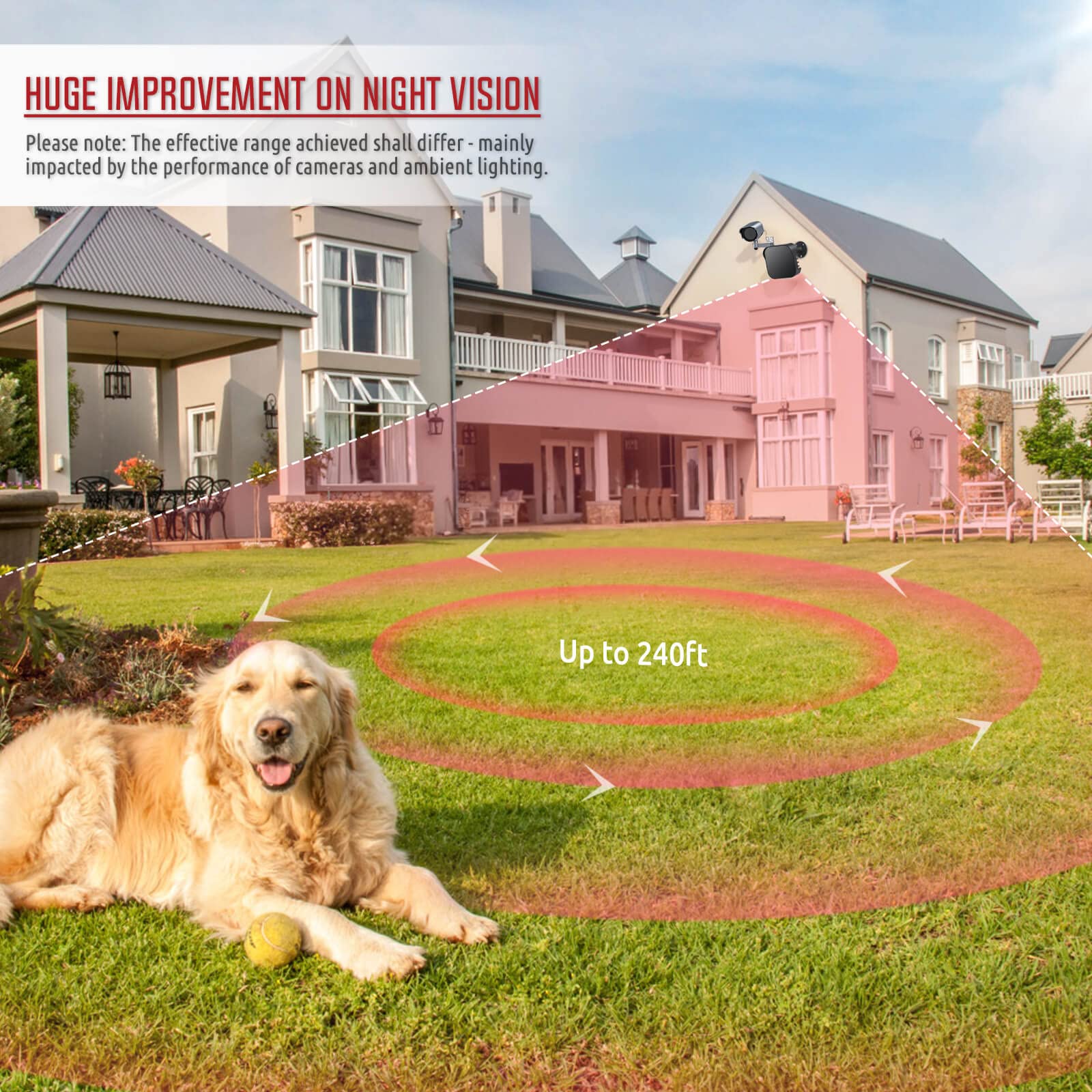 Tendelux Di20B Ir Illuminator | Long Range Infrared Flood Light For Security Camera (Black, W/Power Adapter)