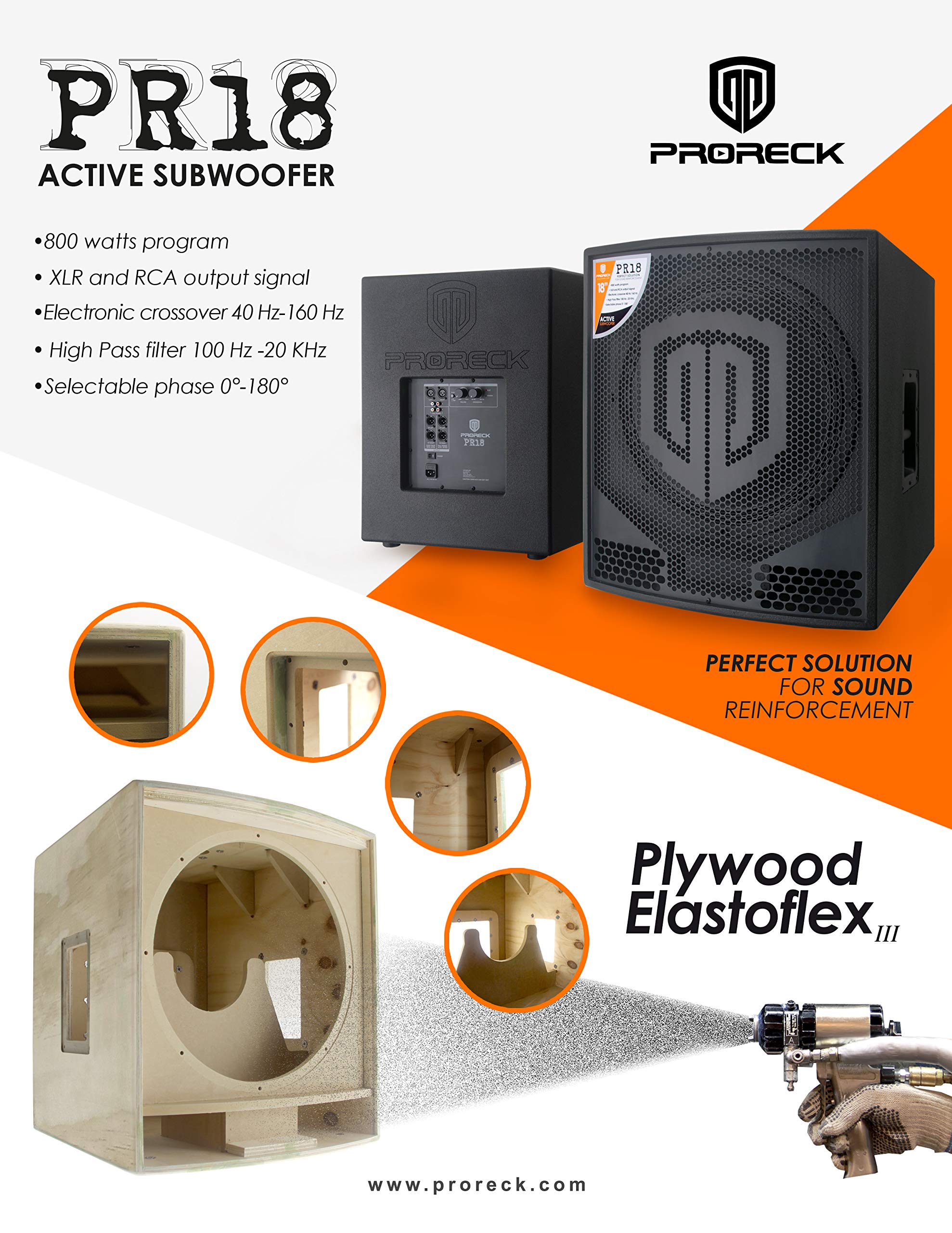 Proreck Pr18 18 Inch 2000W P.M.P.O Active Powered Pa Dj Subwoofer Cabinet (One Subwoofer)