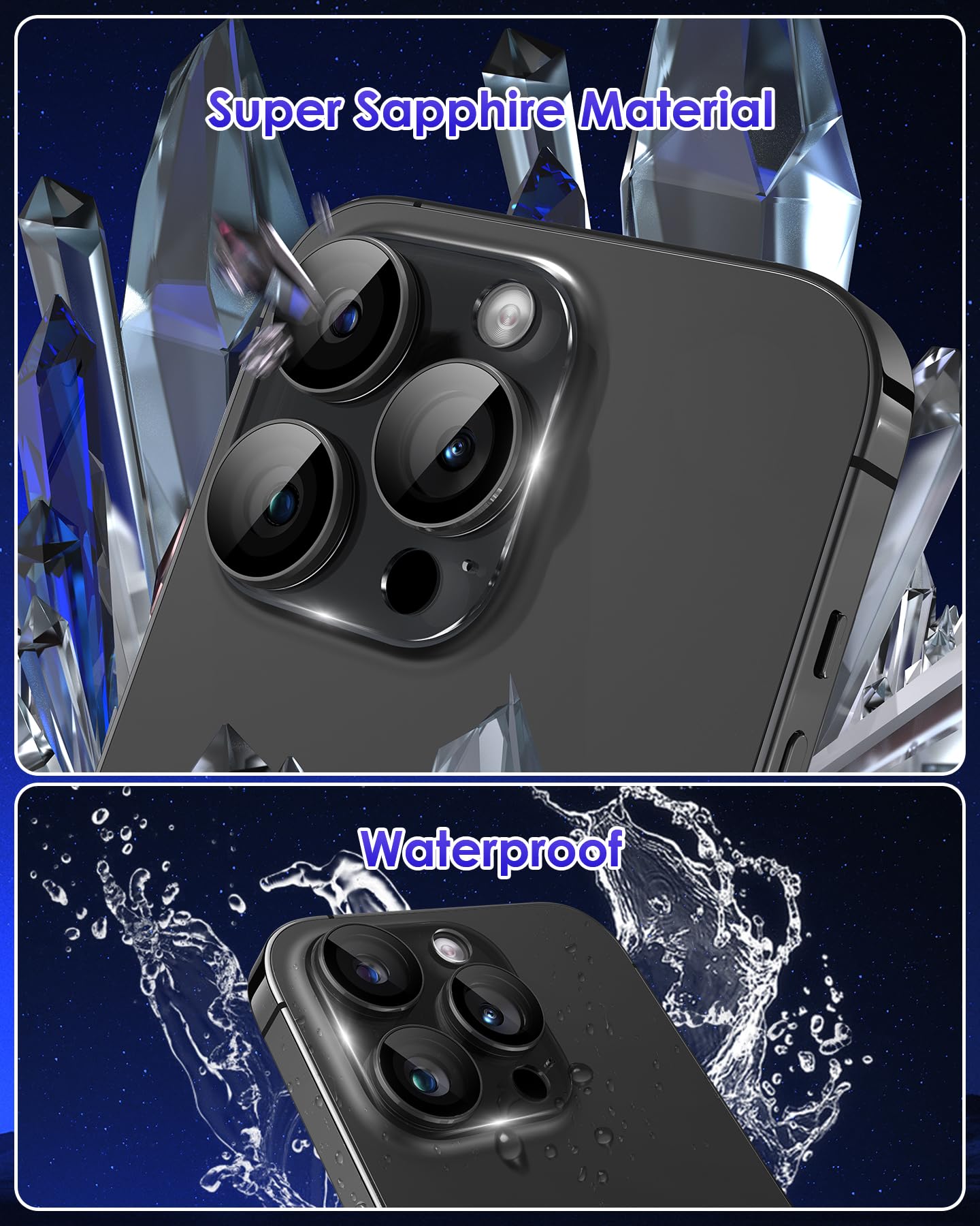 Kanosan For Iphone 16 Pro/Iphone 14 Pro/Iphone 14 Pro Max/Iphone 16 Pro Max Camera Lens Protector, Clear Acrylic Plus Aluminium