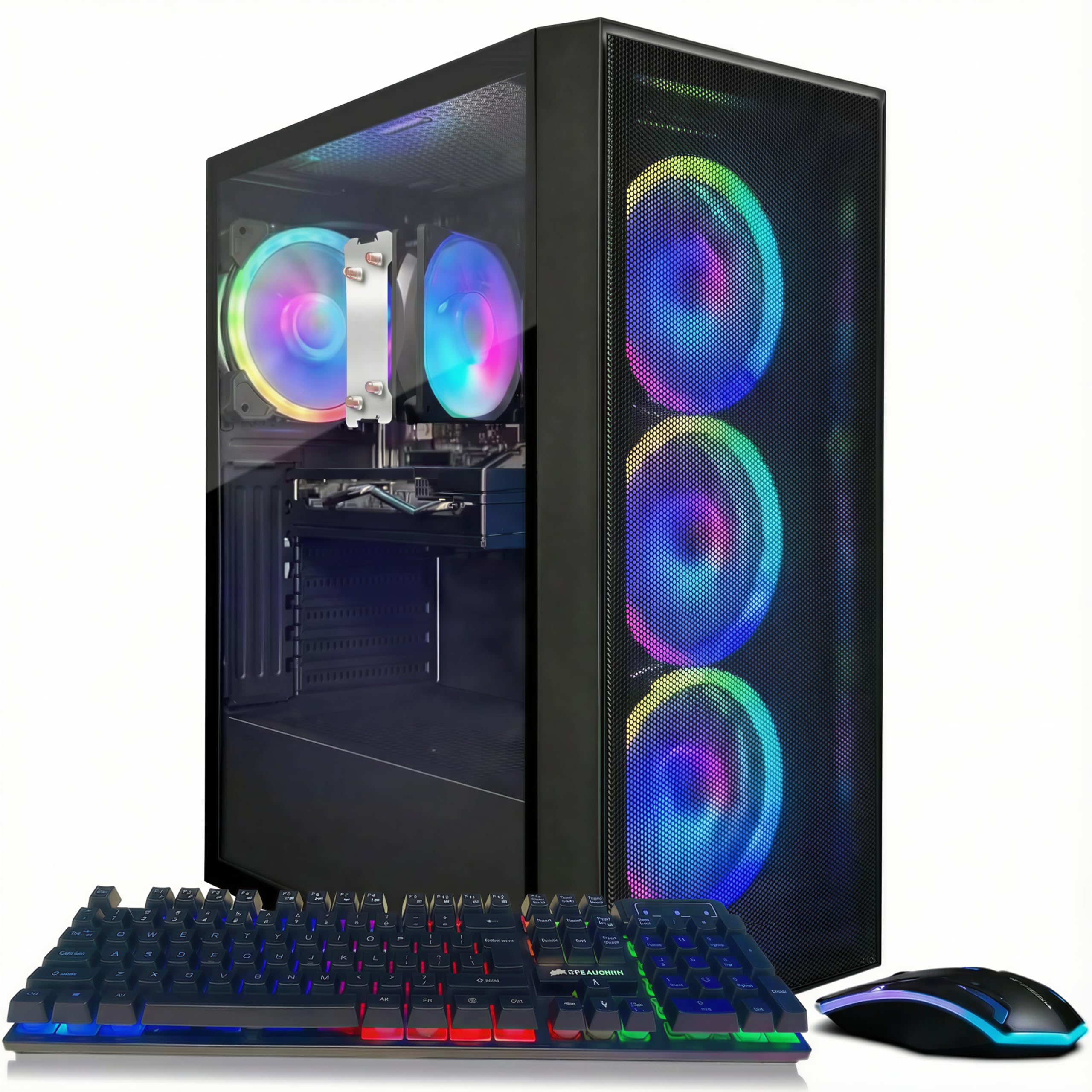 STGAubron Gaming PC Computer Desktop, AMD Ryzen 7 5700G up to 4.6G, GeForce RTX 3050 6G, 16G DDR4, 1T SSD, WiFi 6, BT 5.2, RGB F