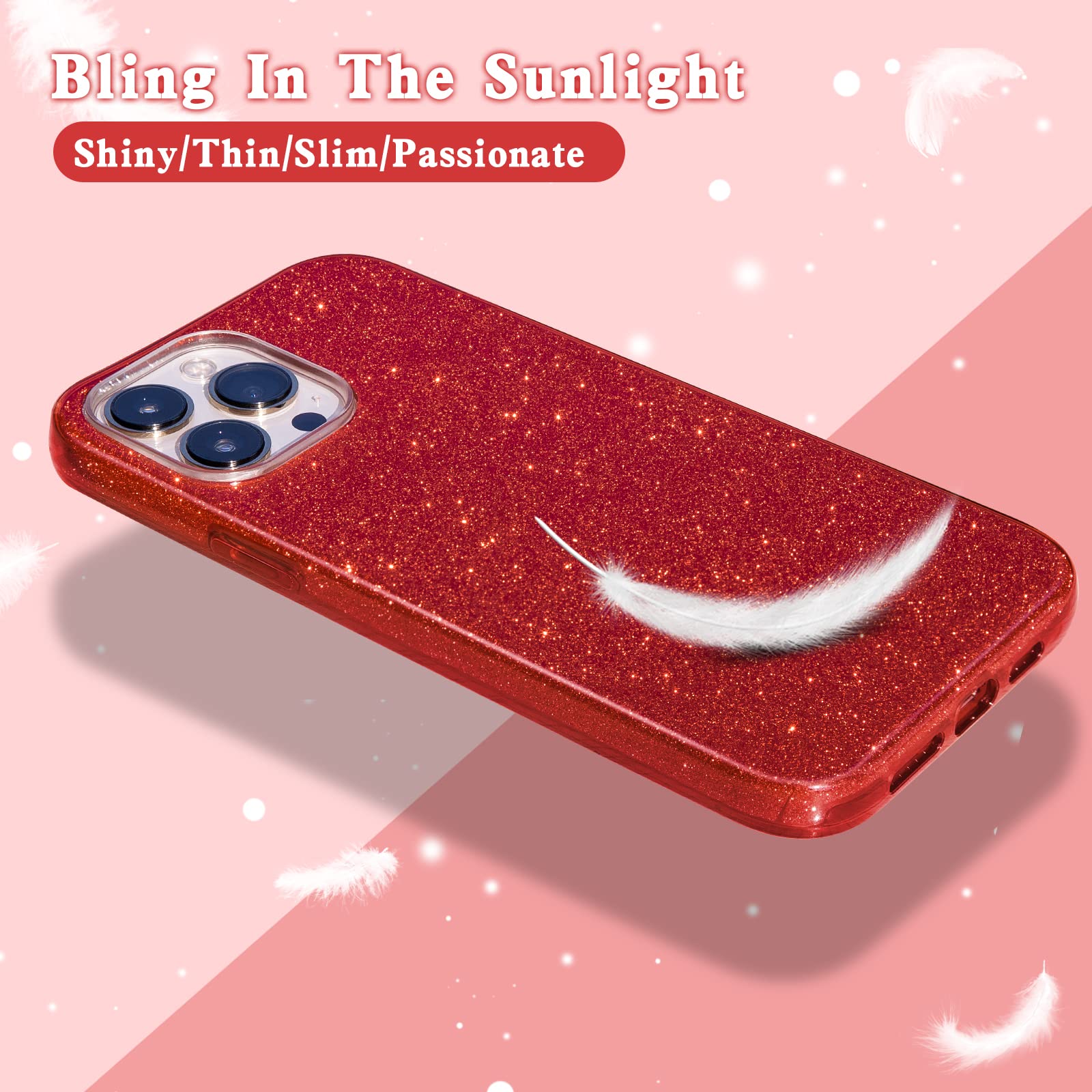 MATEPROX iPhone 13 Pro Bling Sparkle Protective Case TPU Red 6.1 Inch