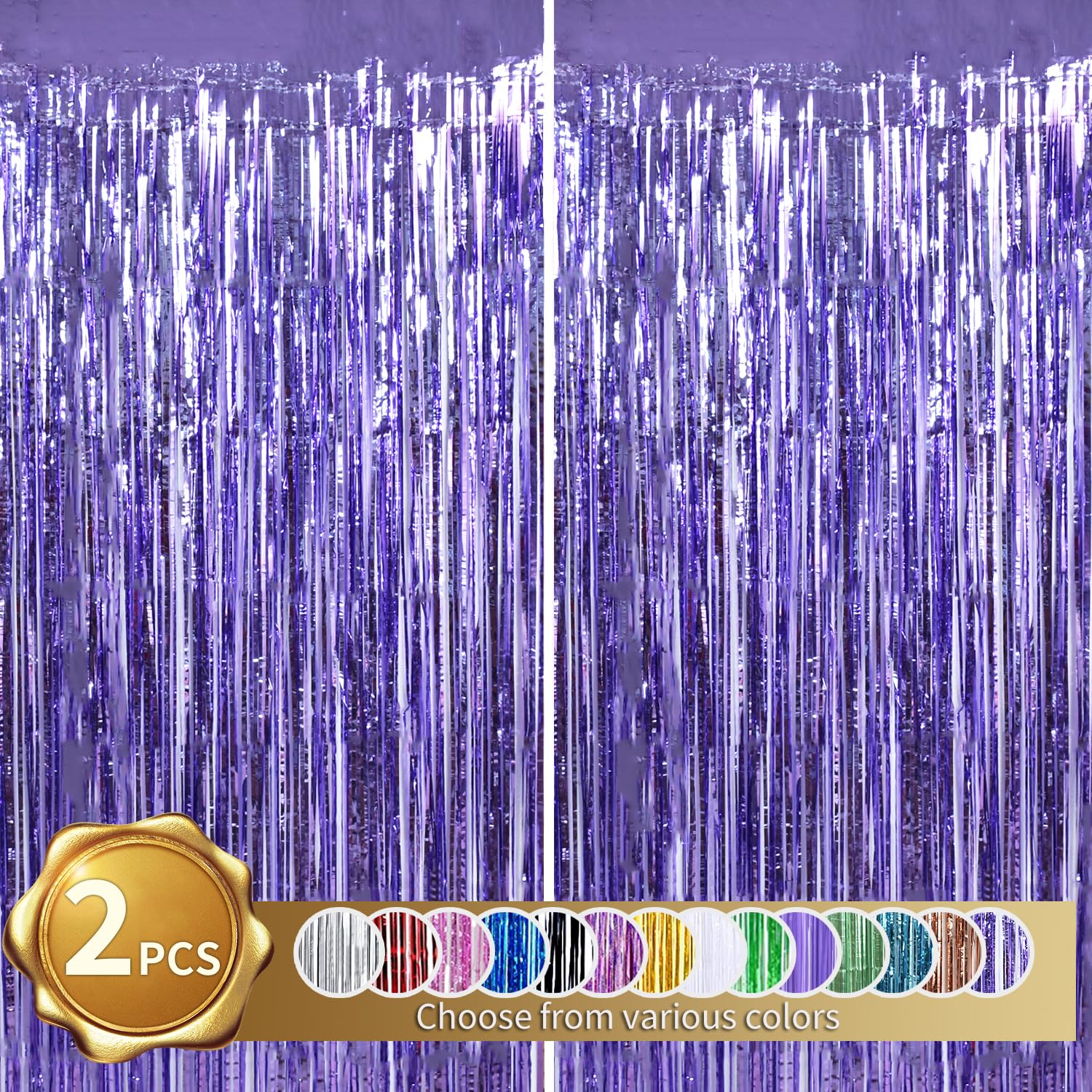 Beishida 2 Pcs Light Purple Lavender Door Streamers Tinsel Curtain Party Streamers Backdrop Fringe Foil Wall Background For Birt