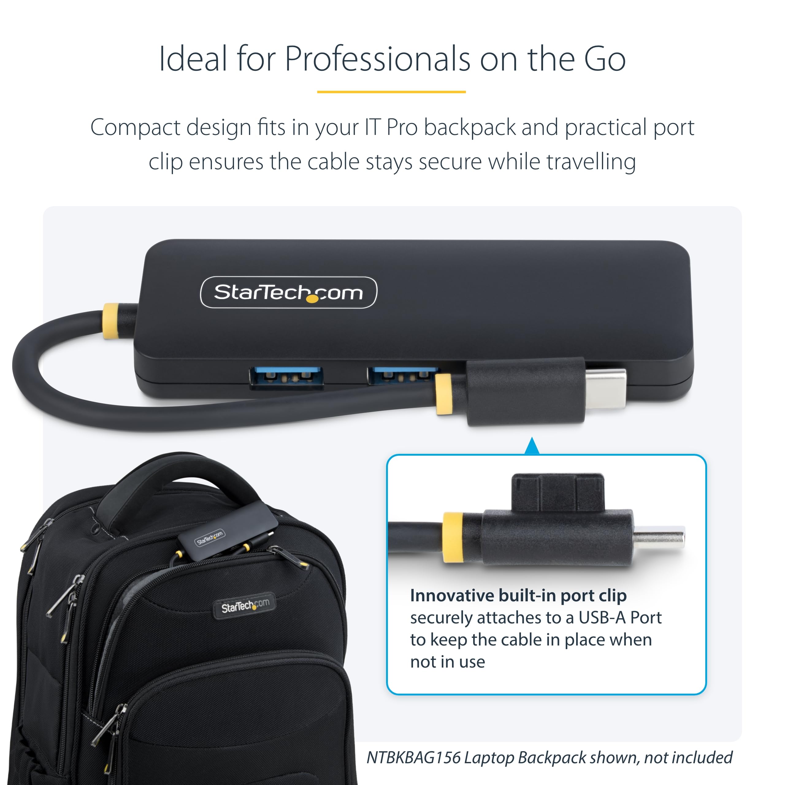 Startech.Com 4-Port Usb-C Hub, Usb-C To 4X Usb-A, Bus Powered, Small Travel Mini Hub, Multi-Port Usb 3.0 Splitter, Portable