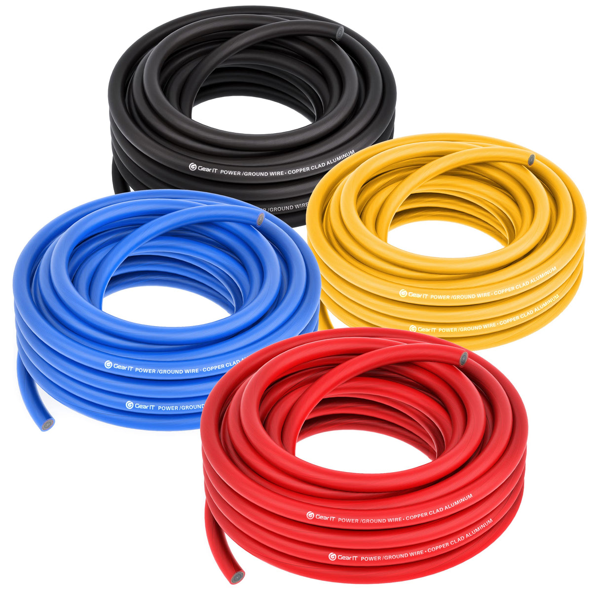 Gearit 10 Gauge Wire (50Ft Each  Black/Red/Blue/Yellow) Copper Clad Aluminum Cca   Primary Automotive Power/Ground Battery Cable