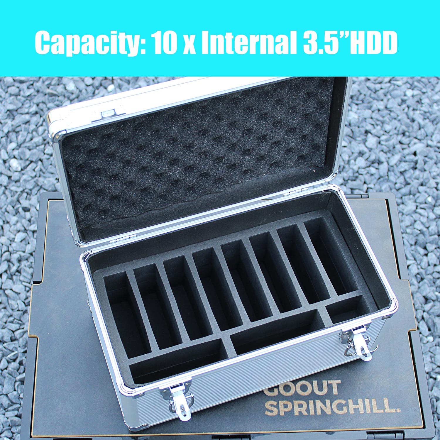 Glotrends B10 10 Slot Storage Box For 3.5 Inch Internal Hard Disk, Portable Design For Carrying And Transportation, Ip65 Water R