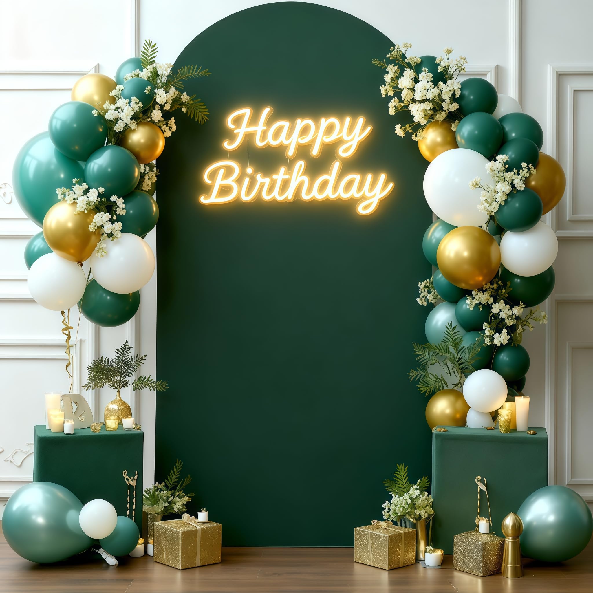 7.2FT Hunter Green Arch Cover - Polyester Fitted Wedding Arch Stand Covers Round Top Chiara Arch Backdrop Cover for Birthday Par