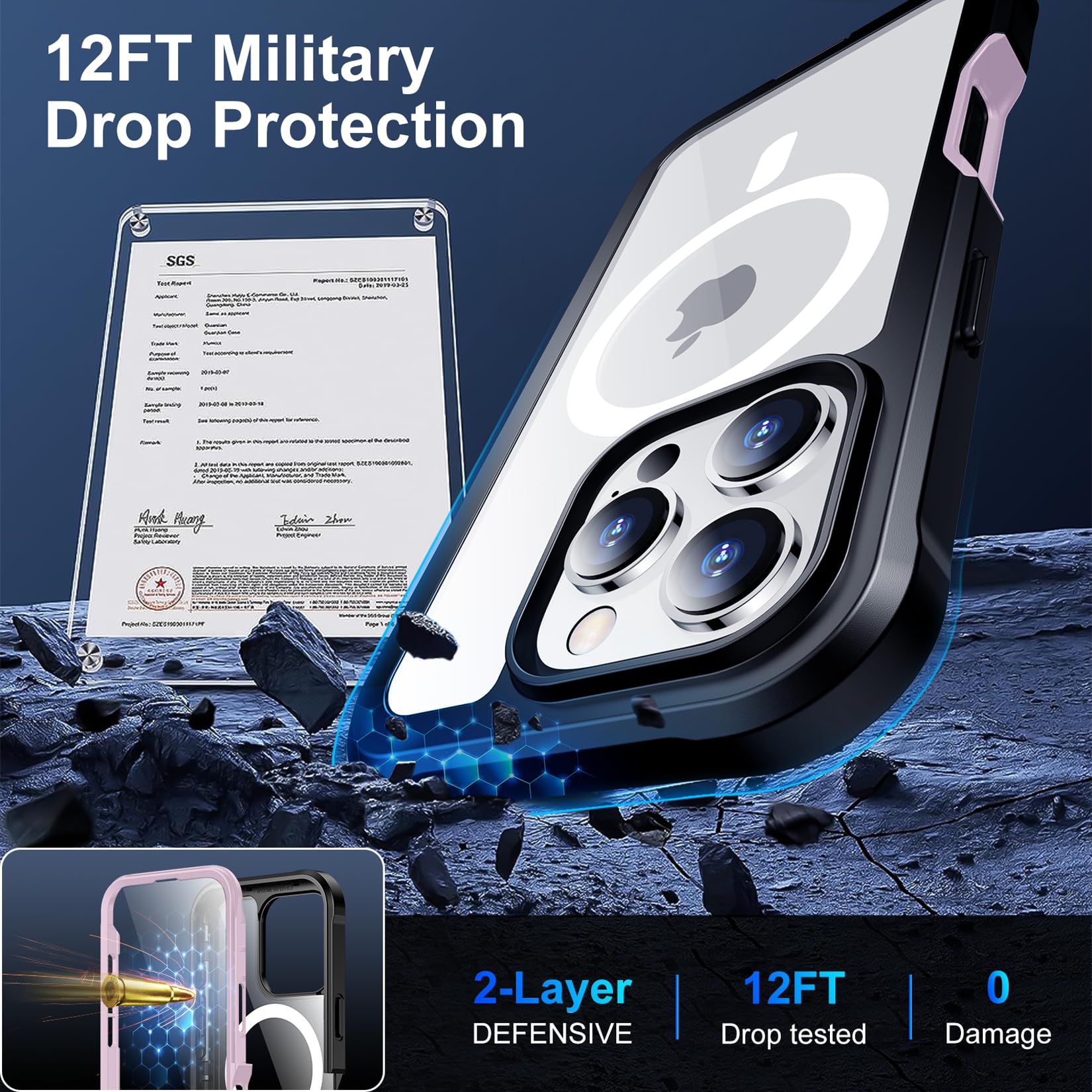 Red2Fire Designed For Iphone 16 Pro Case,[Built In 9H Tempered Glass Screen Protector][Compatible With Magsafe][360 Full Body] [