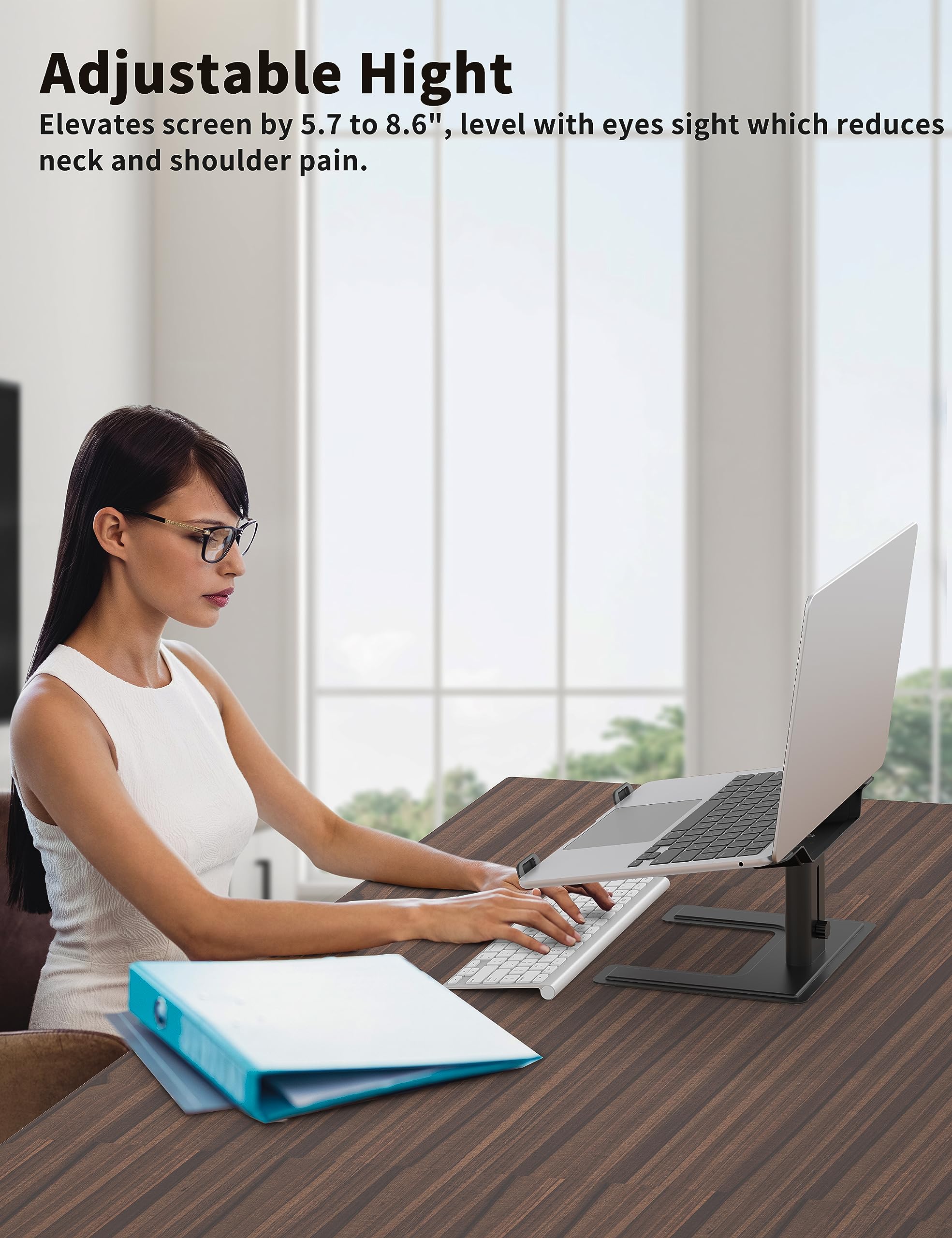 Alashi Laptop Stand For Desk, Computer Stand Adjustable Height, Ergonomic Notebook Laptop Riser, Aluminum Metal Holder Compatibl