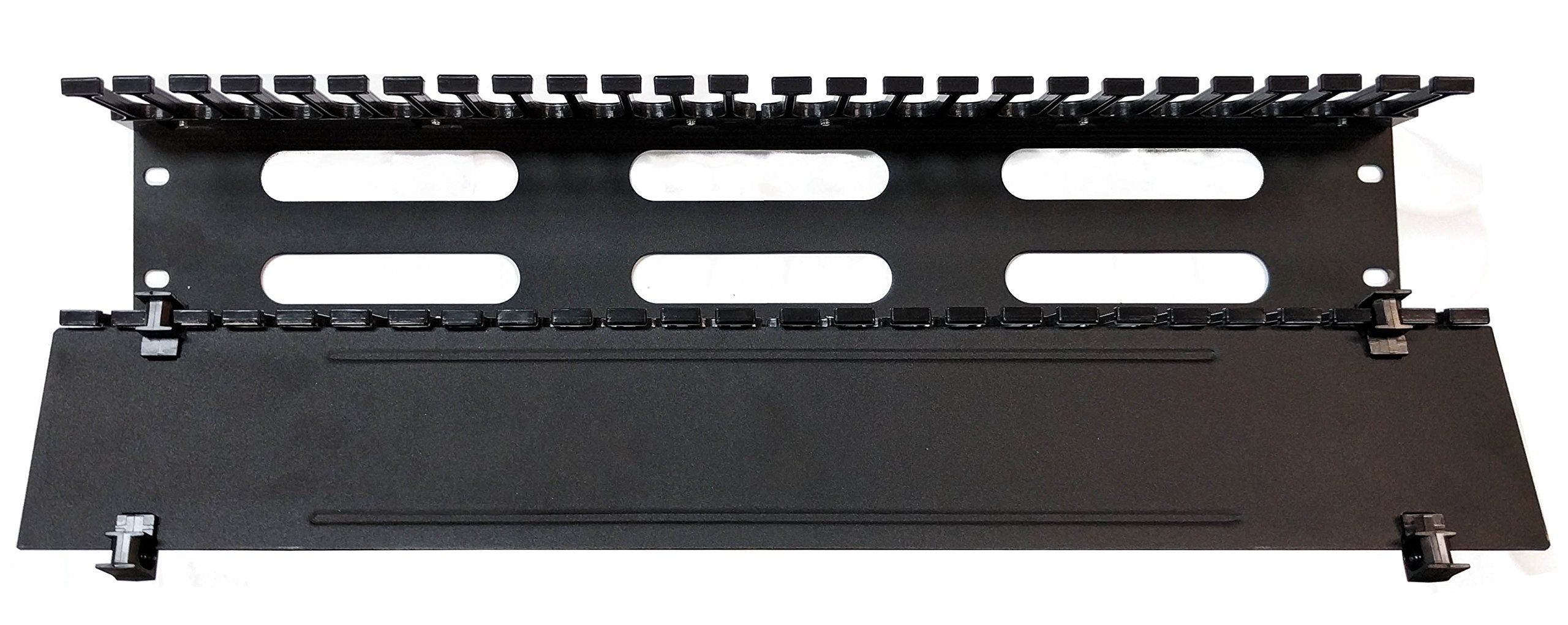 2U 25 Slot Easy Access Lid Cable Manager (Plastic Fingers/Metal Base & Lid) Server Rack Wire Management System   2 Pack