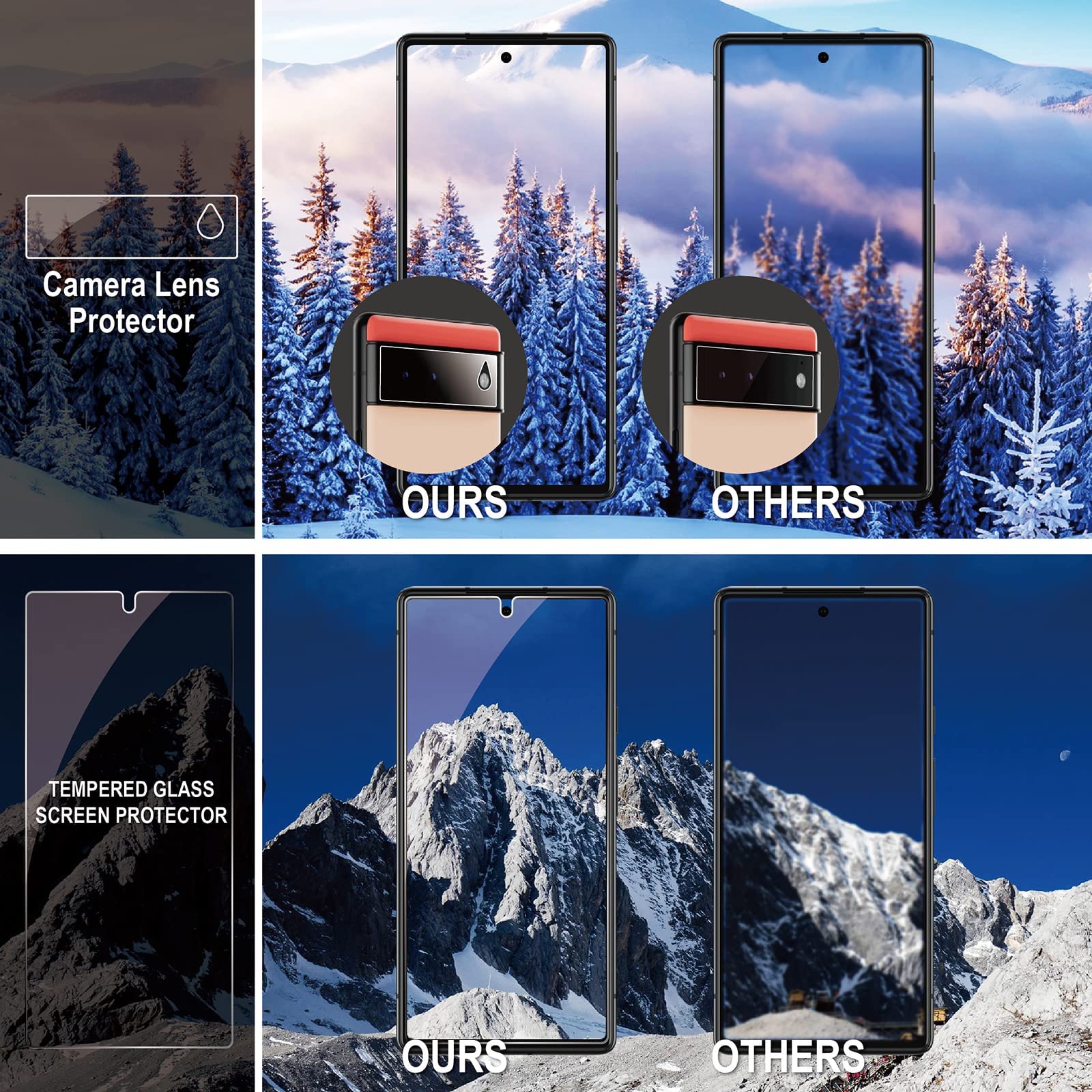 Pixel 6 Screen Protector Tempered Glass With Camera Lens Protector For Google Pixel 6 [Fingerprint Unlock][Anti Scratch][6.4 Inch][2+ 2 Pack ]